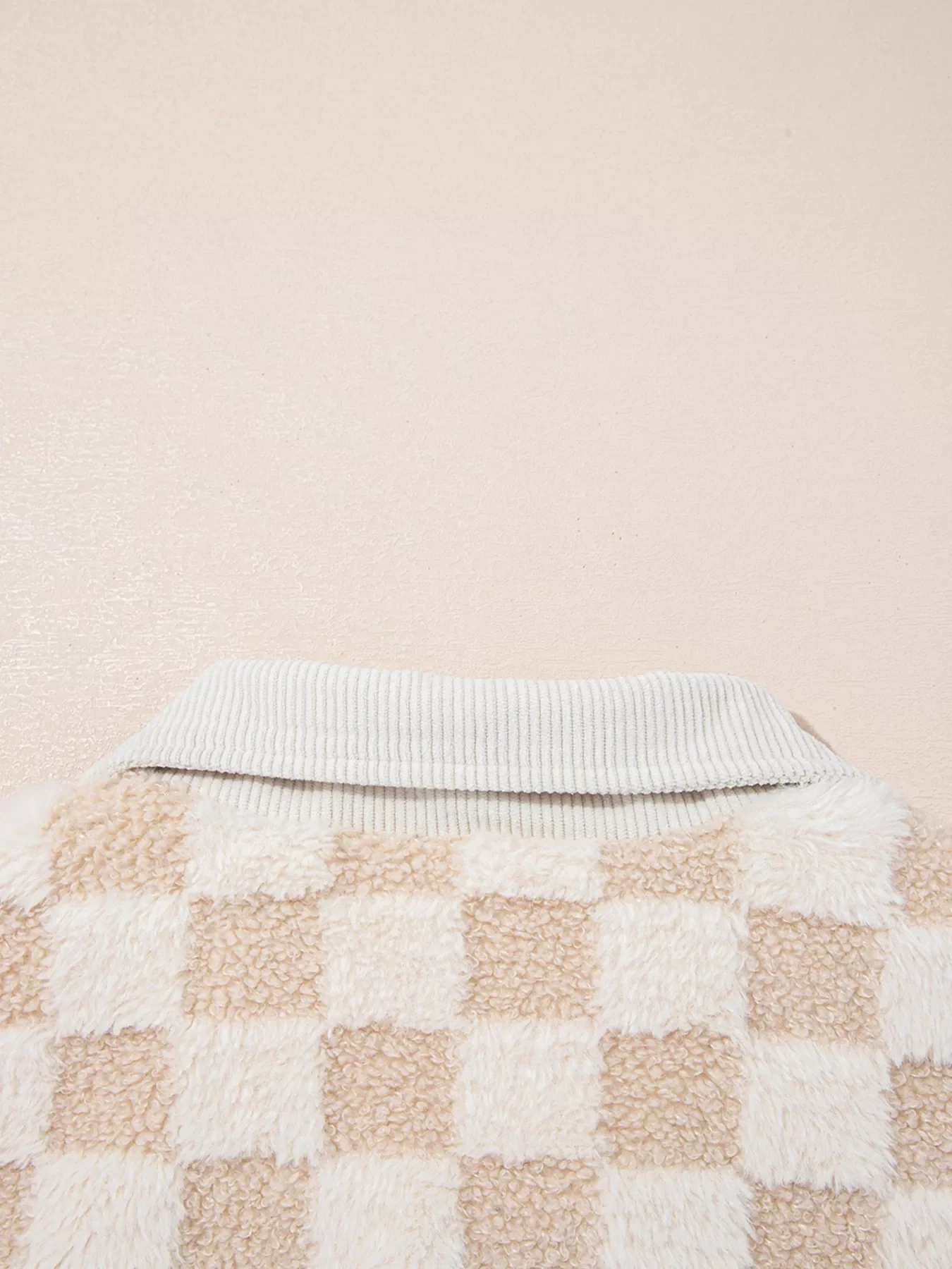 Checker Sherpa Corduroy Patchwork Zip Up Jacket - Image 11