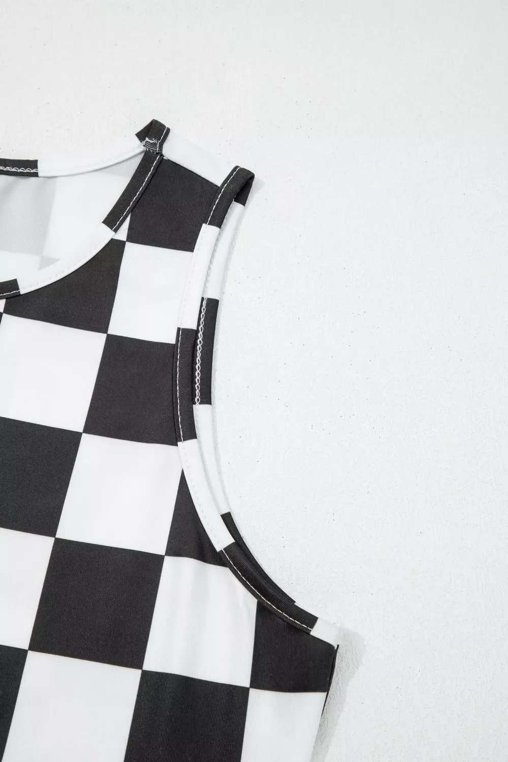 Checkerboard Printed Slim Tank Top - Image 6