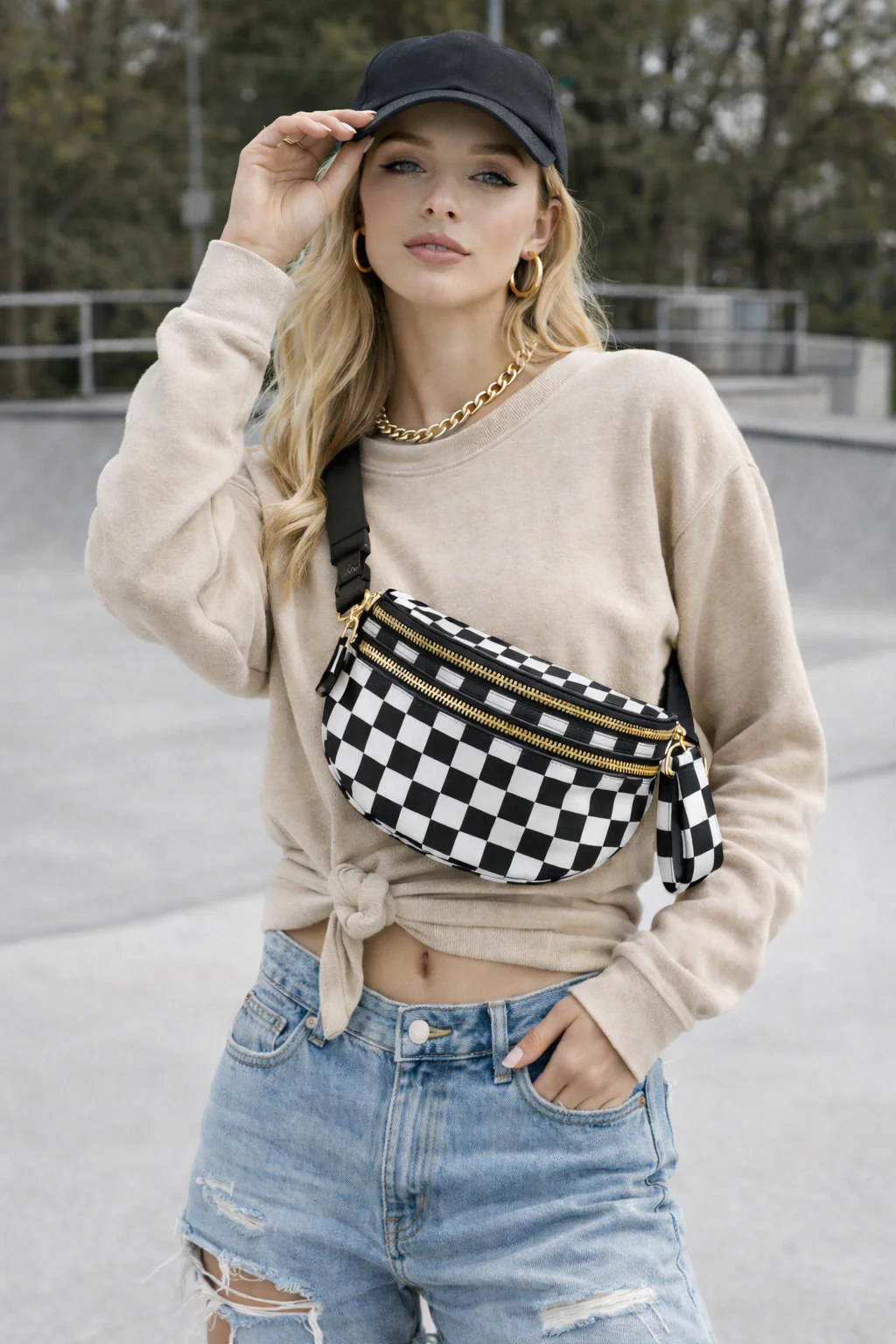 Checkered Crossbody Bag - Image 3