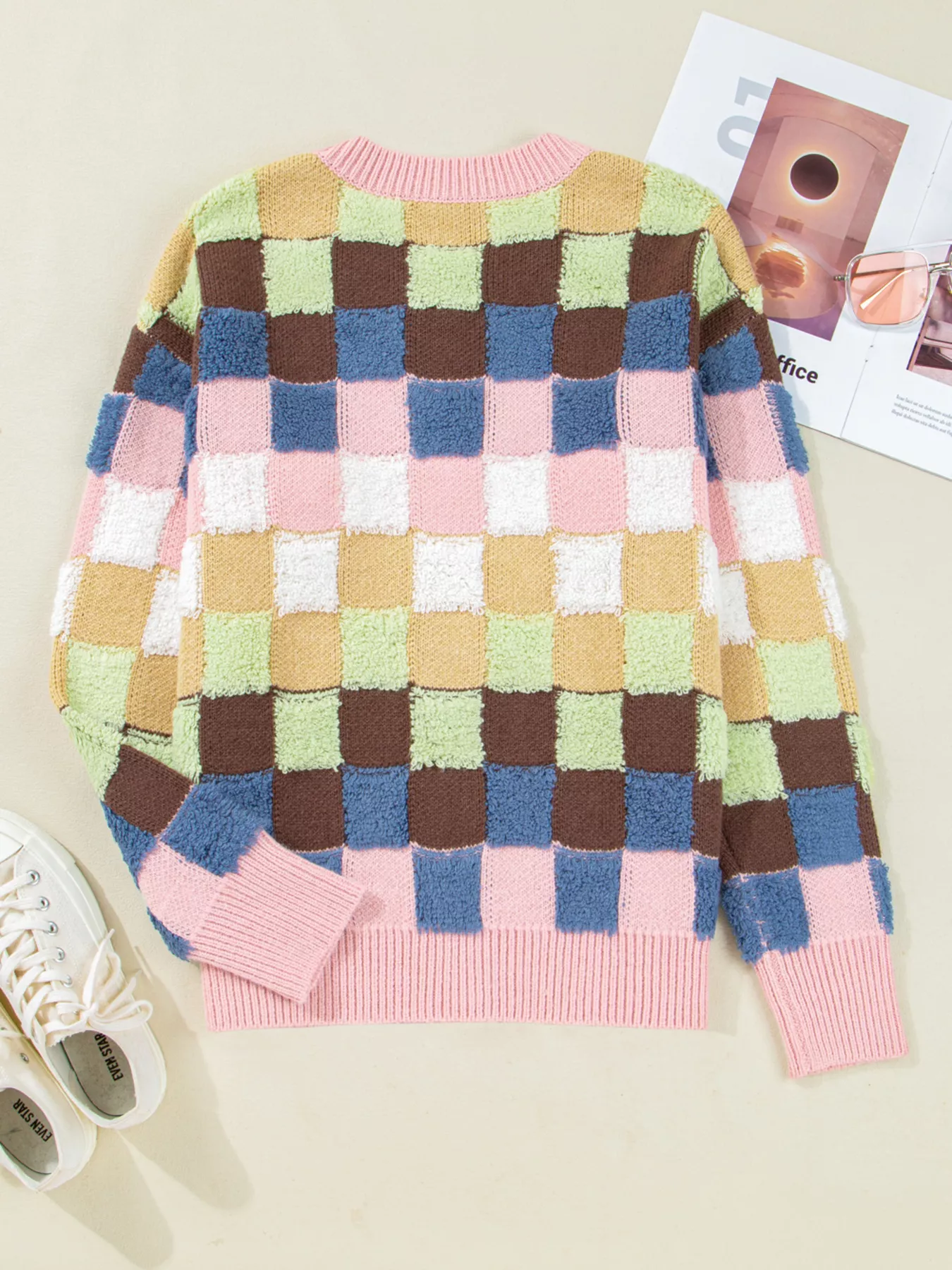 Checkered Pattern Button Front Cardigan - Image 4