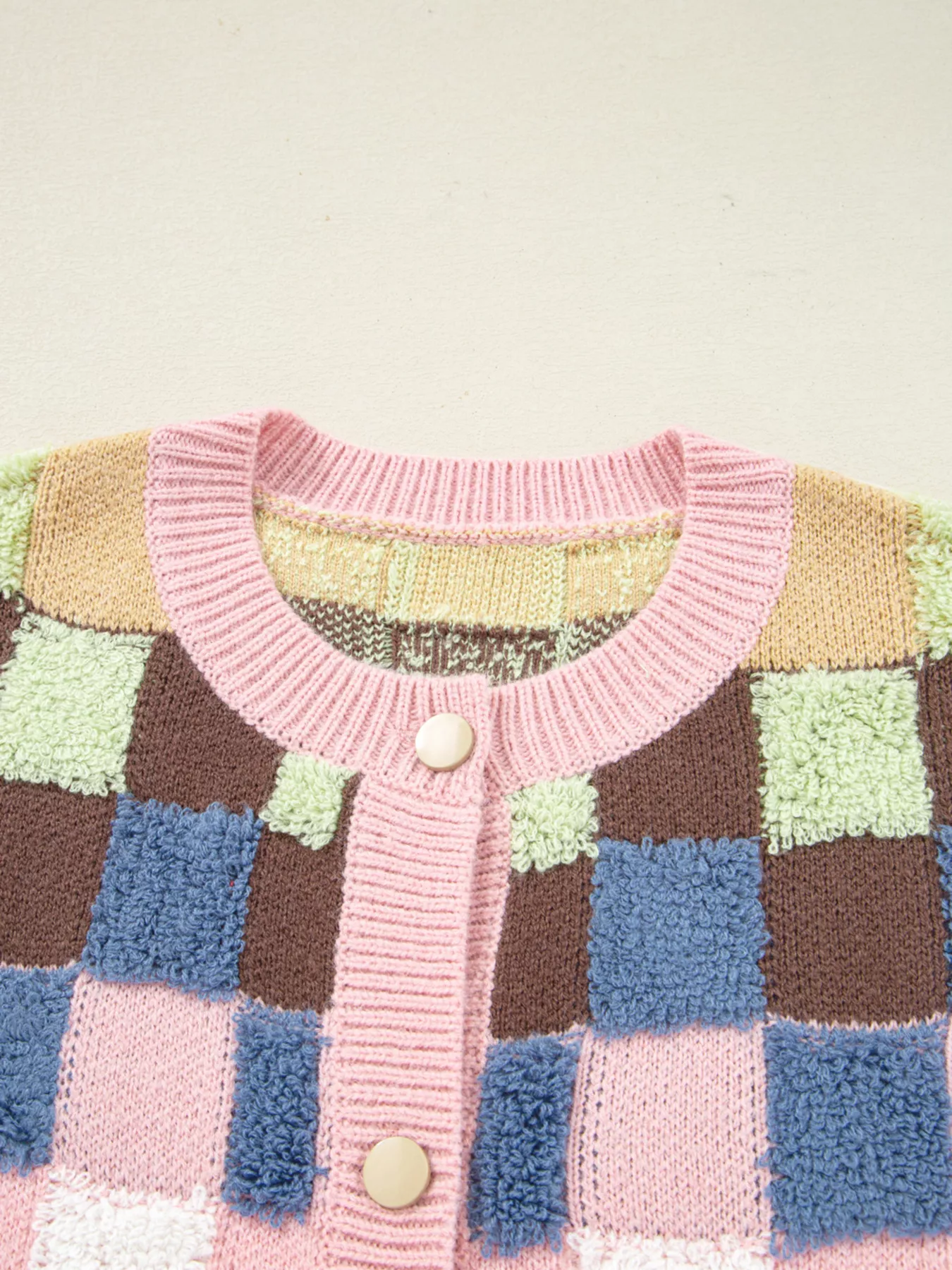 Checkered Pattern Button Front Cardigan - Image 5