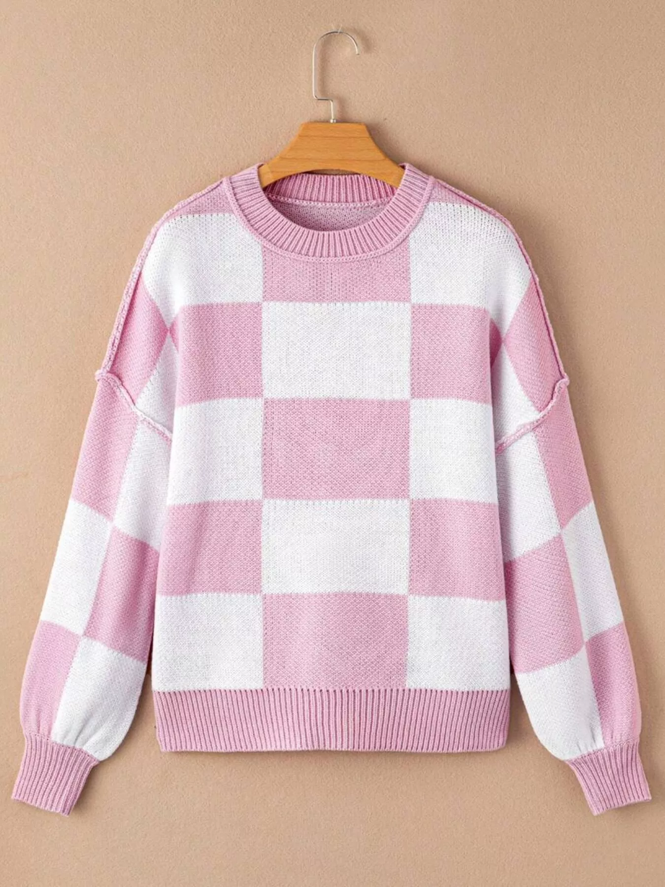 Checkered Pattern Oversized Sweater - Image 11