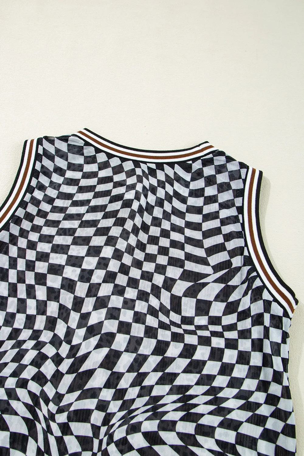 Checkered Round Neck Sleeveless Midi Dress - Image 12