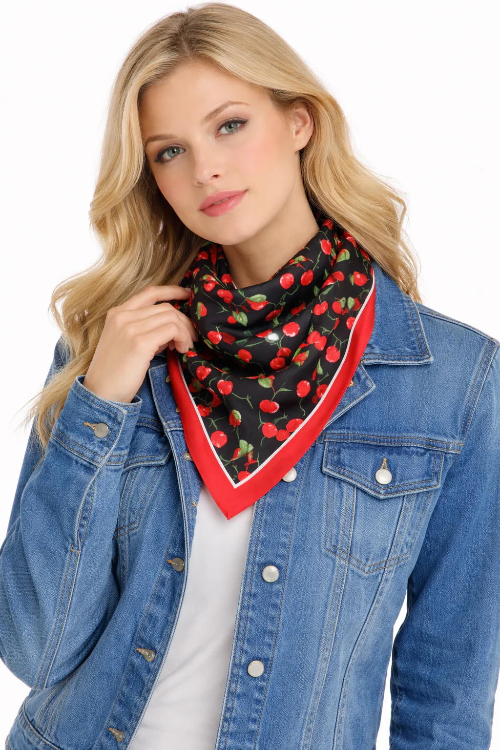 Cherry Print Square Scarf - Image 3