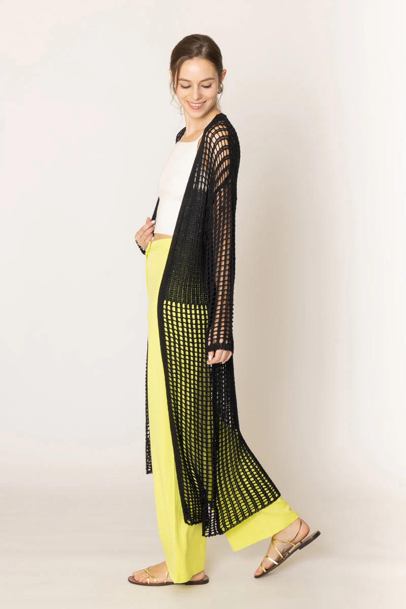 Chest Blocked Crochet Long Cardigan - Image 13
