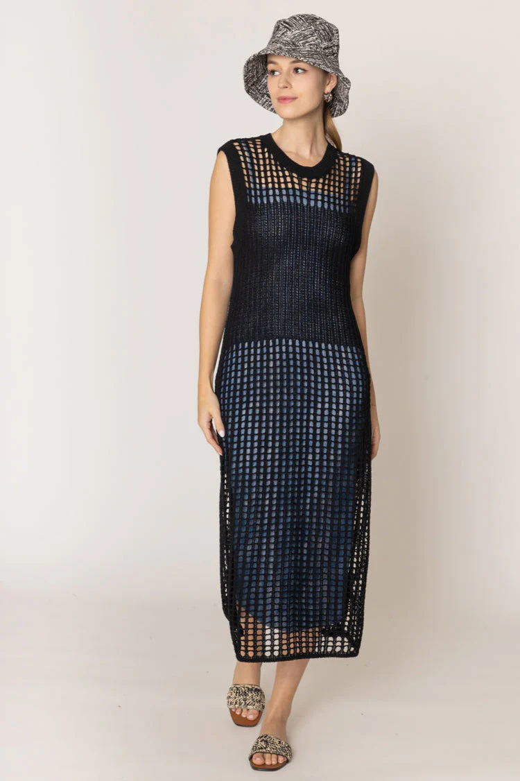 Chest Blocked Crochet Long Dress - Image 3