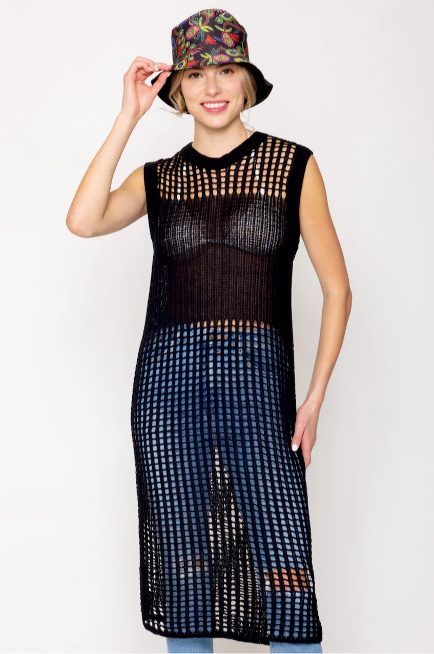 Chest Blocked Crochet Long Dress - Image 4
