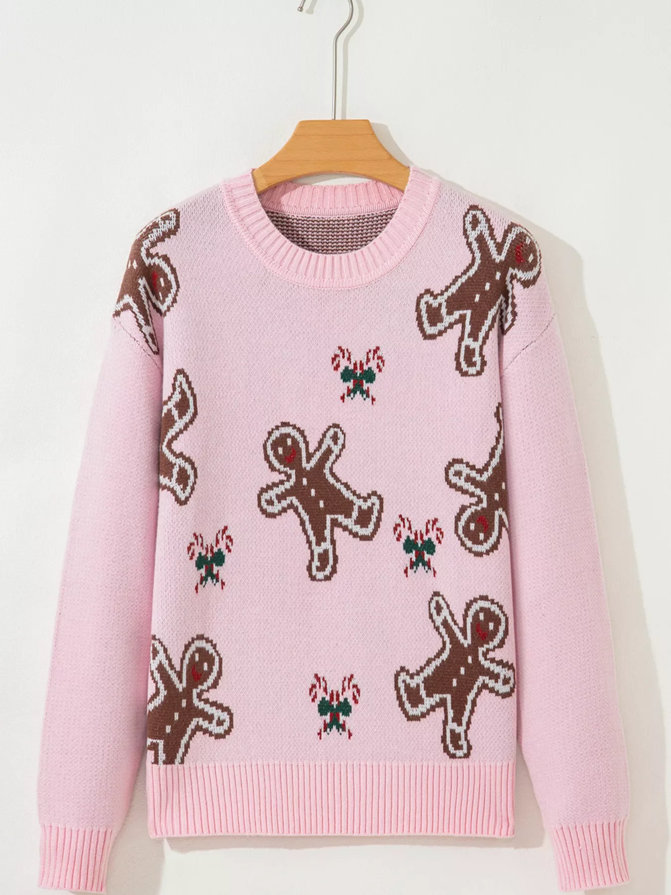 Christmas Ginger Bread Man Round Neck Casual Sweater - Image 5
