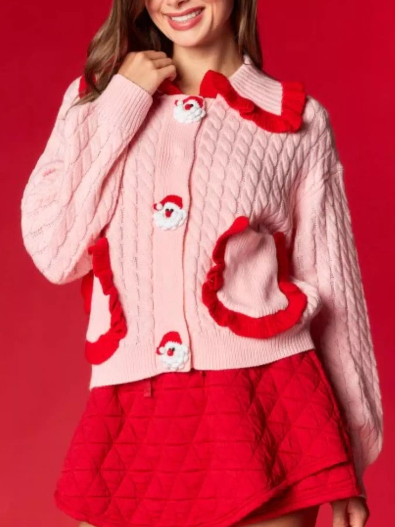 Christmas Santa Cable Knit Cardigan - Image 2