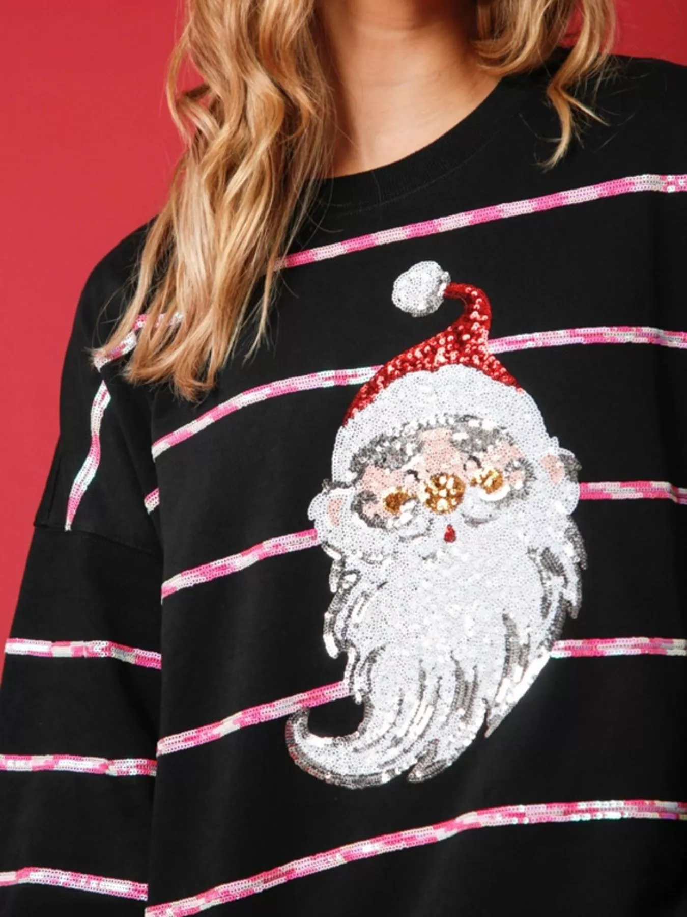 Christmas Santa Striped Long Sleeve Sweatshirt - Image 2