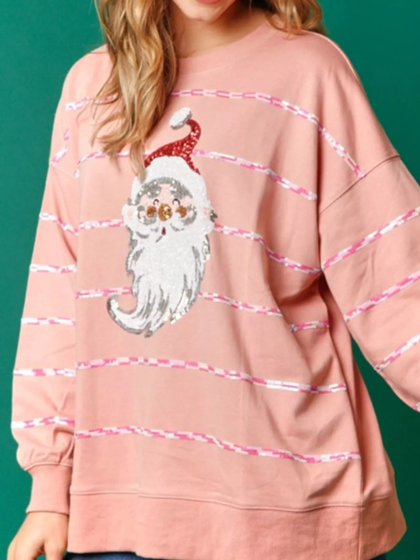Christmas Santa Striped Long Sleeve Sweatshirt - Image 6