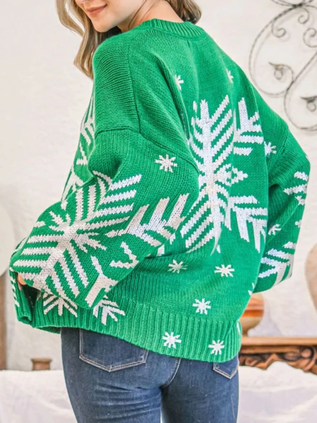 Christmas Snowflake Long Sleeve Sweater - Image 11