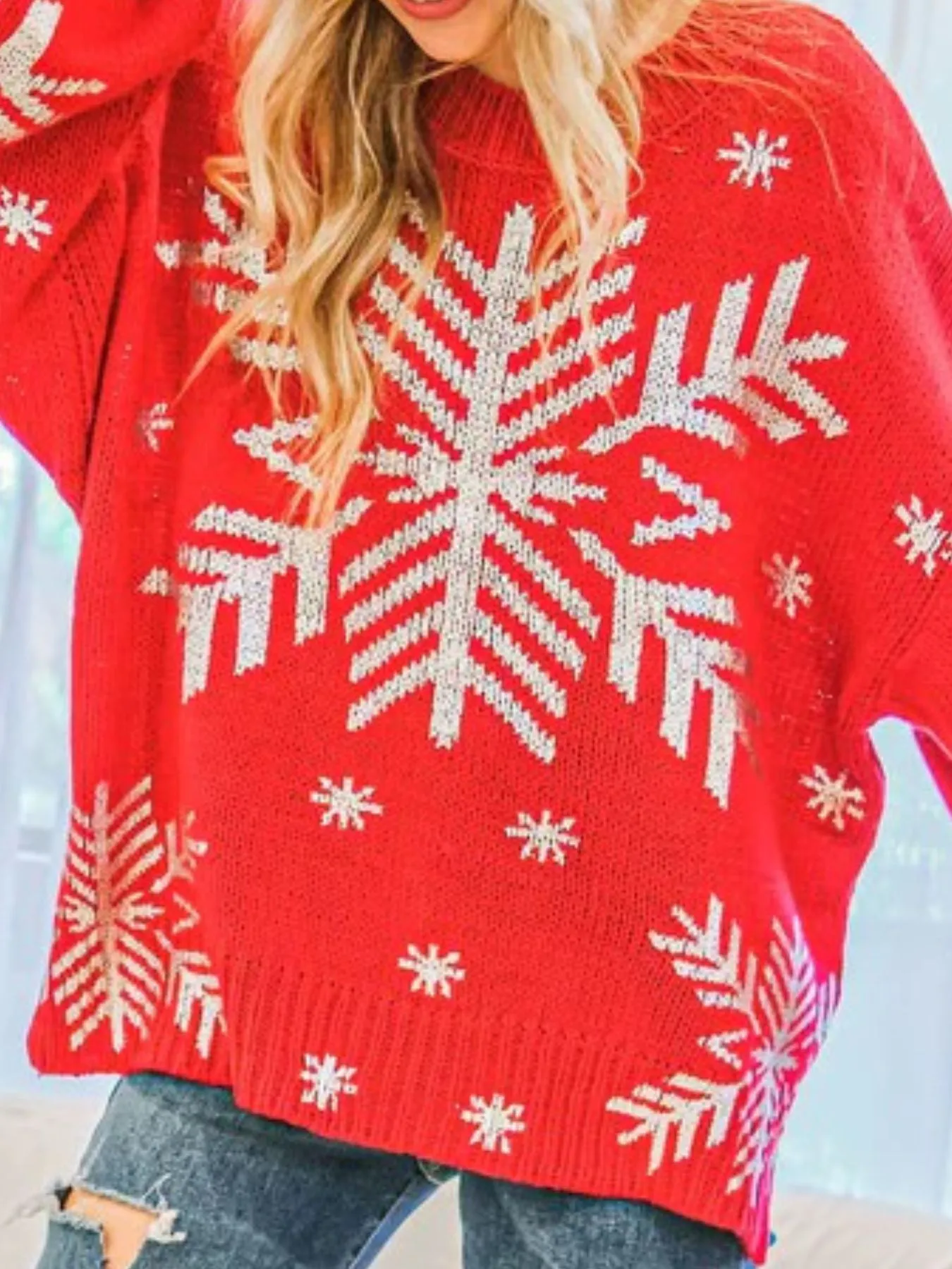 Christmas Snowflake Long Sleeve Sweater - Image 3