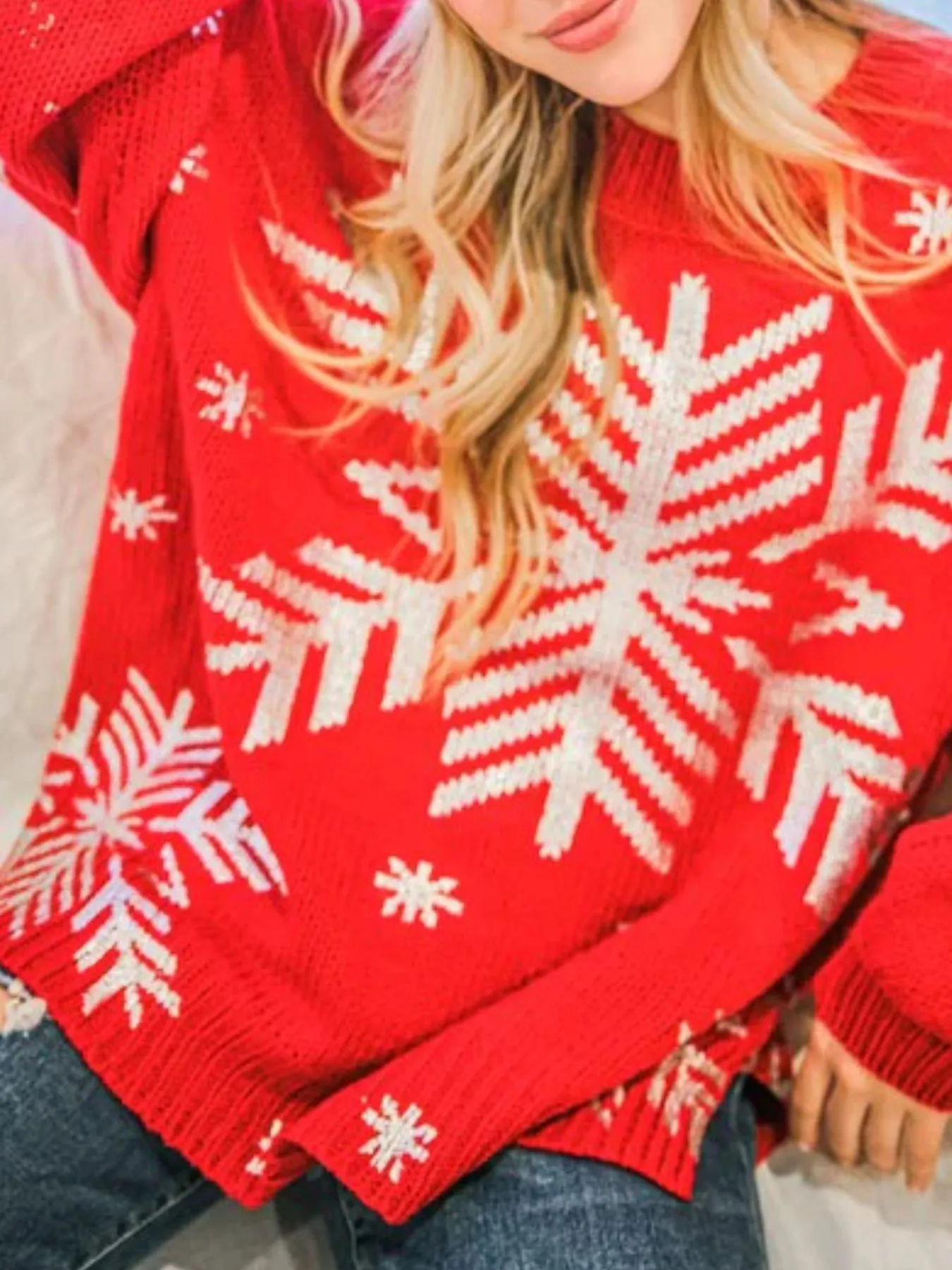 Christmas Snowflake Long Sleeve Sweater - Image 4