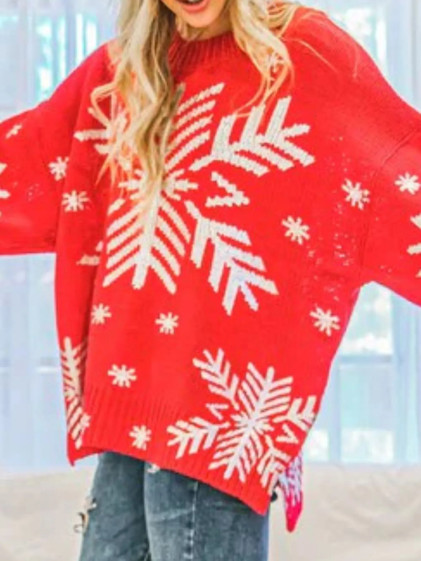 Christmas Snowflake Long Sleeve Sweater - Image 5