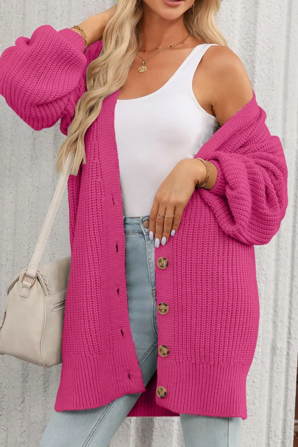 Chunky Knit Button-Down Cardigan - Image 5