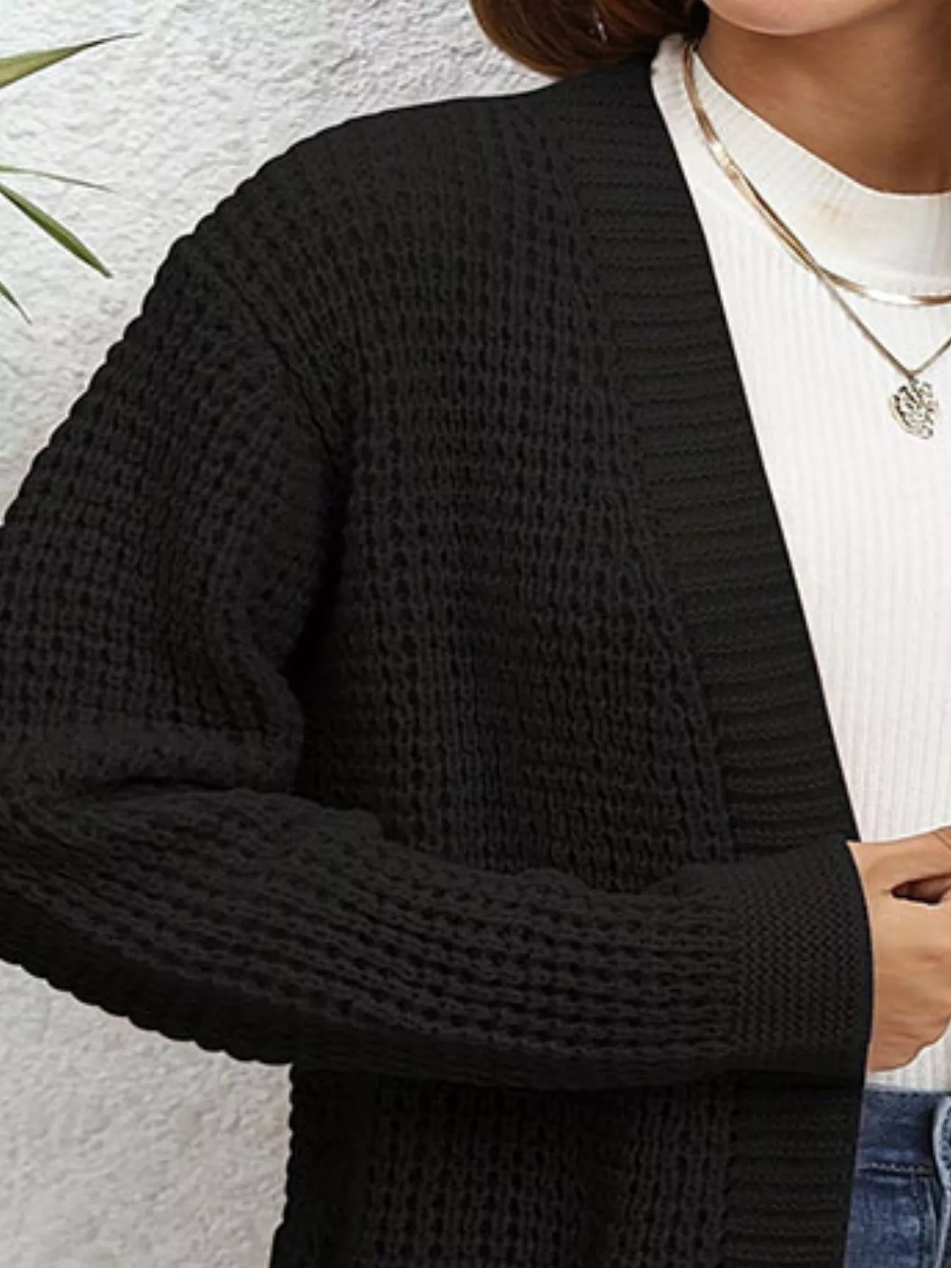 Chunky Knit Open Front Cardigan - Image 8
