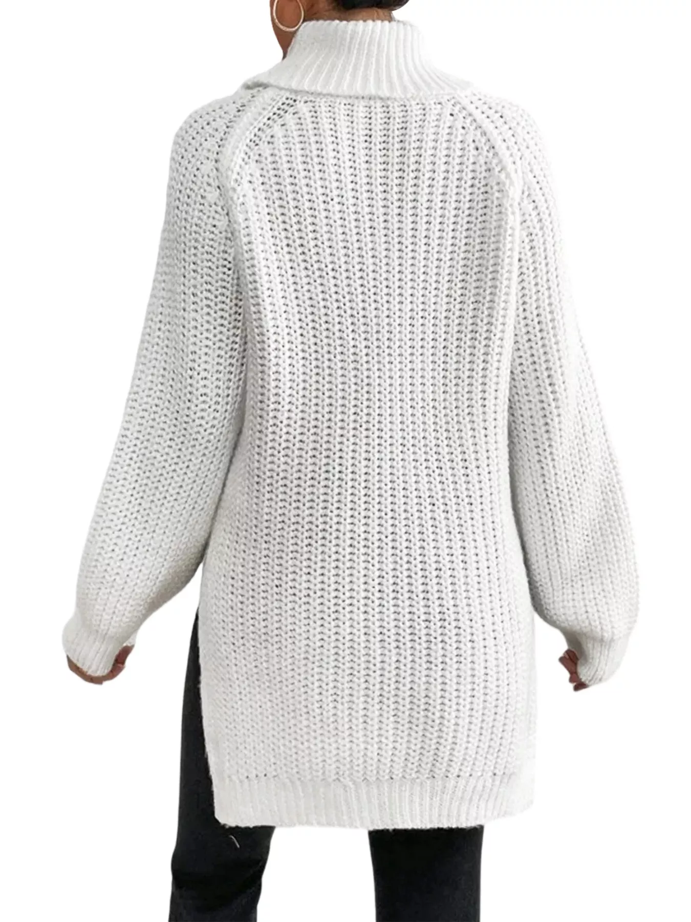 Chunky Knit Turtleneck Long Sleeve Sweater - Image 3