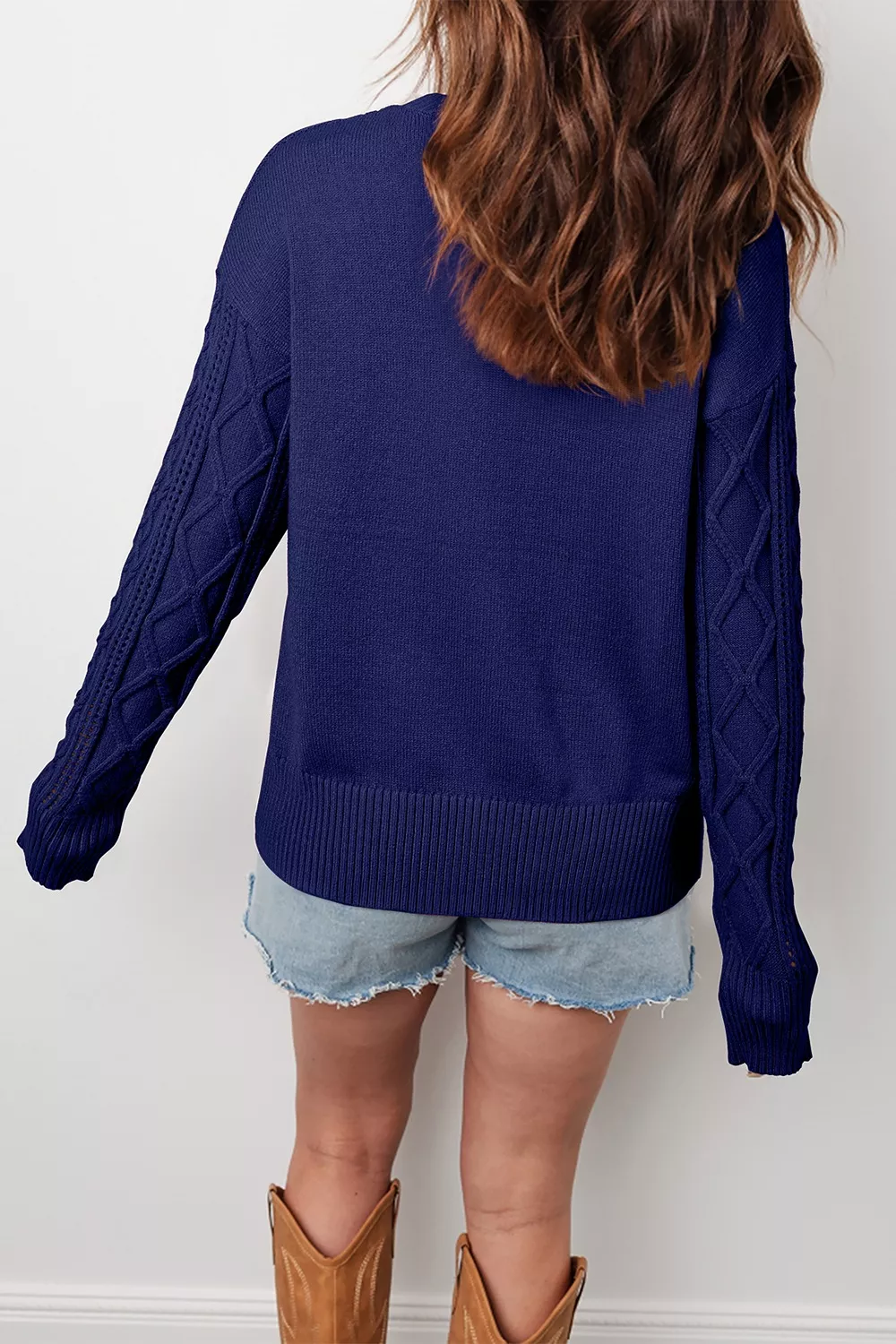 Classic Texture Knit Long Sleeve Sweater - Image 2
