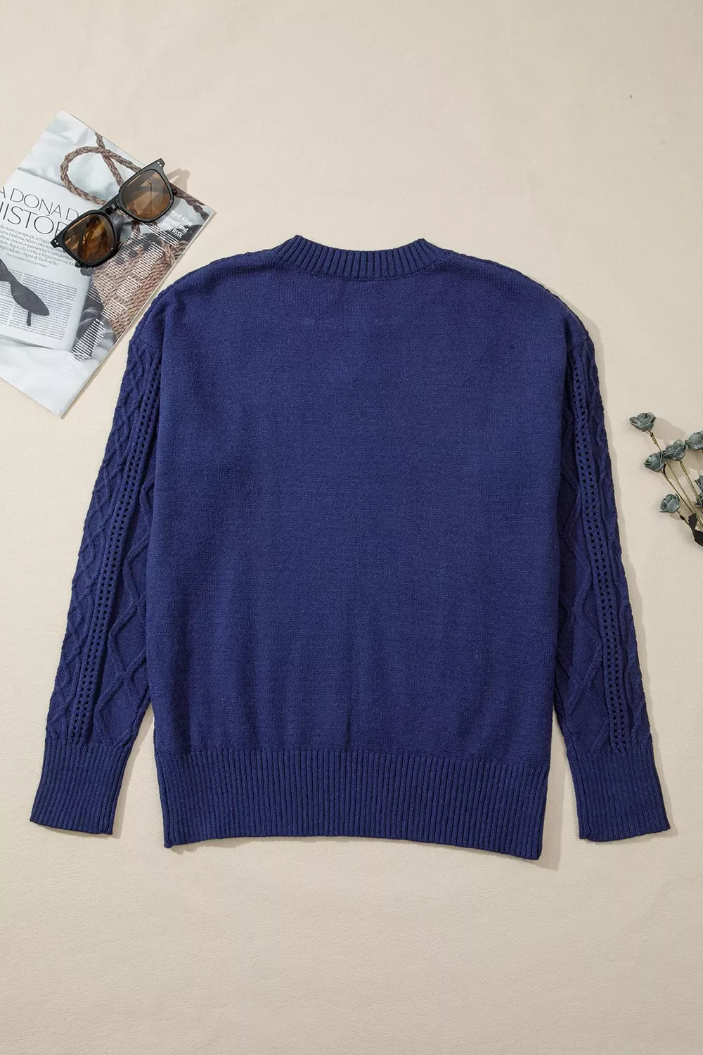 Classic Texture Knit Long Sleeve Sweater - Image 4