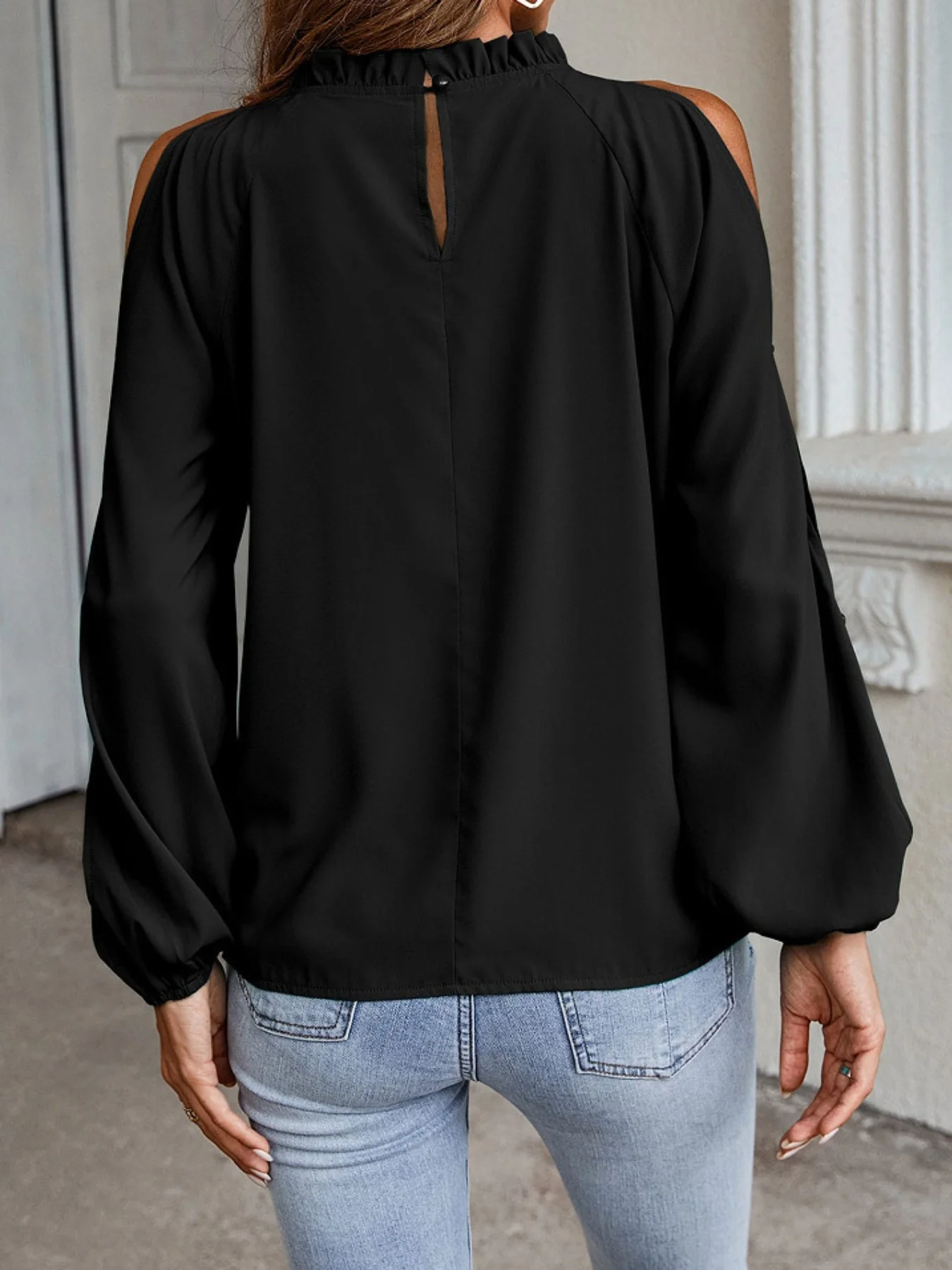 Cold Shoulder Frill Neck Blouse - Image 13