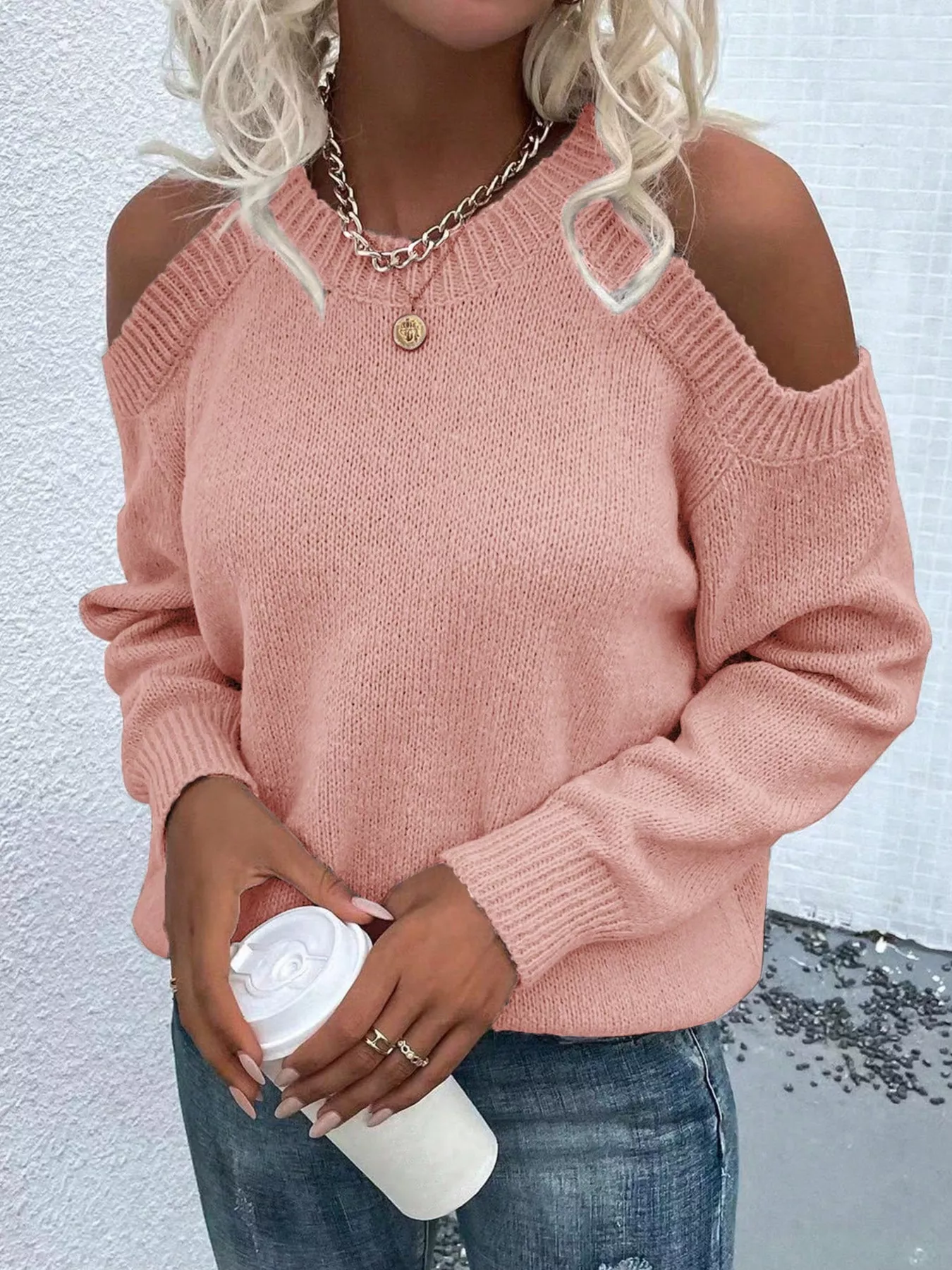Cold Shoulder Knit Sweater - Image 4