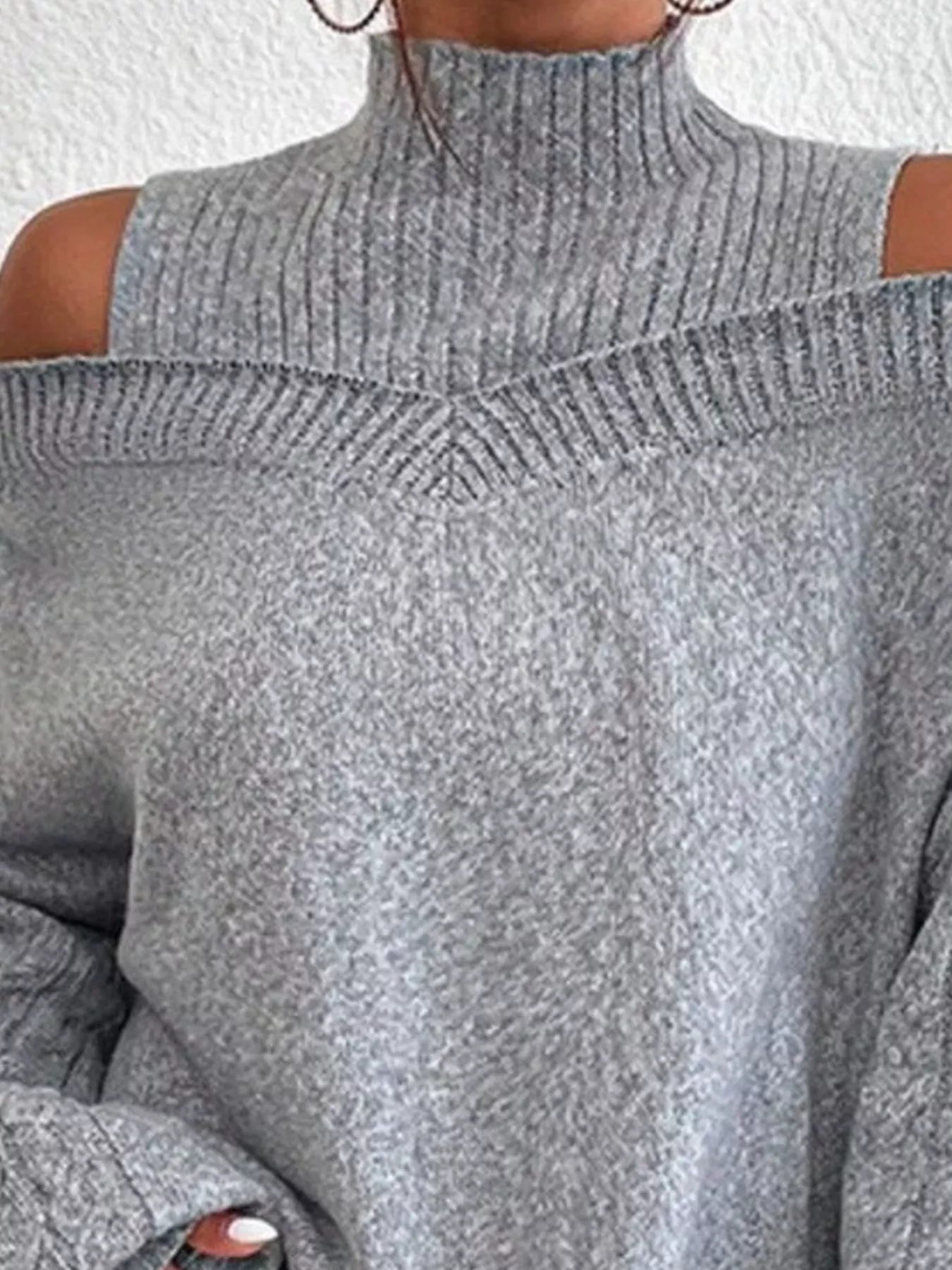 Cold Shoulder Turtleneck Sweater - Image 8