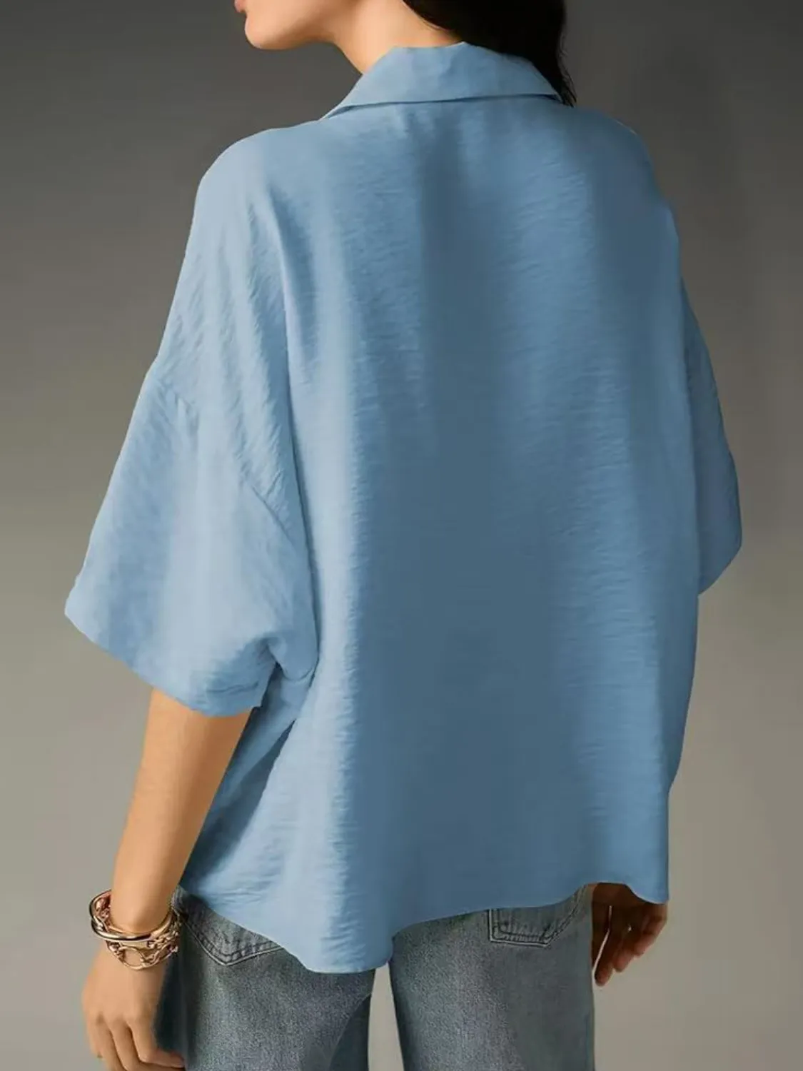 Collared Neck Half Sleeve Blouse - Image 12