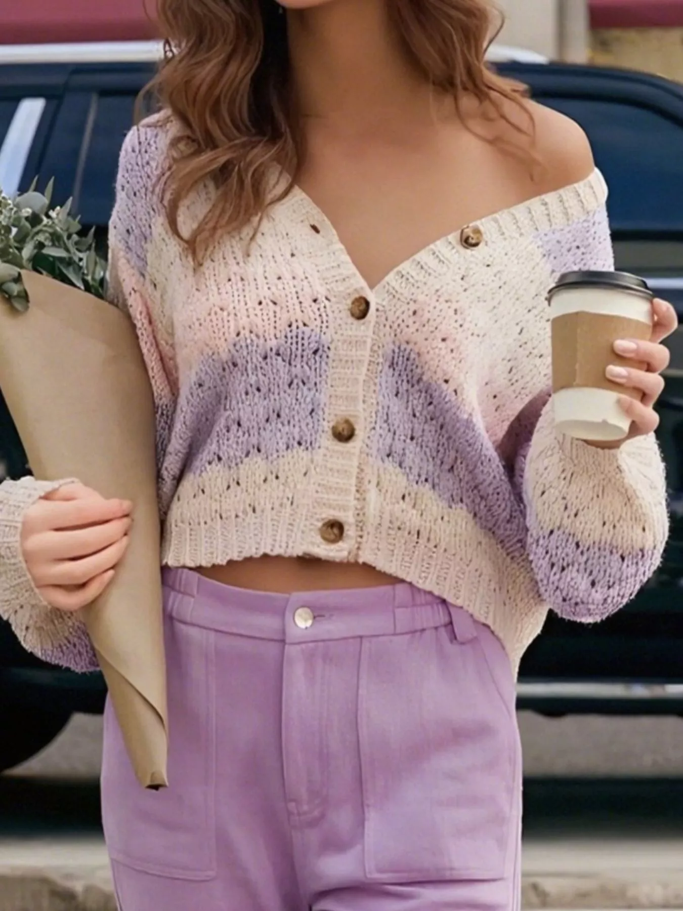 Color Block Button Up Cardigan - Image 5