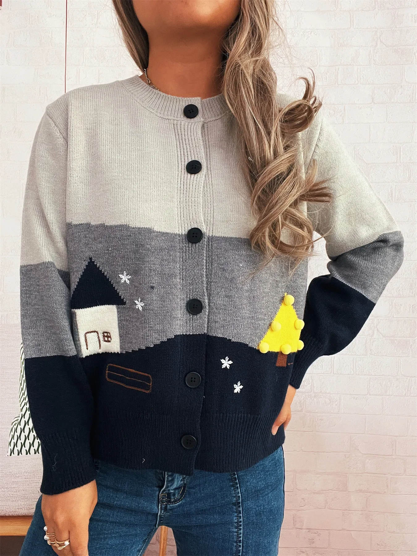 Color Block Button-Up Cardigan - Image 14