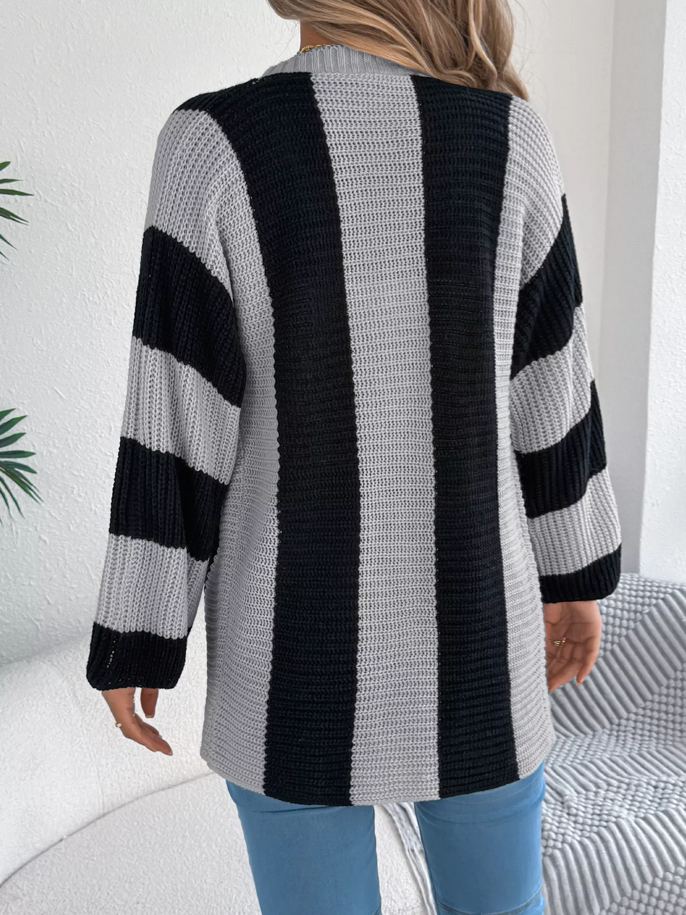 Color Block Button-Up Cardigan - Image 8