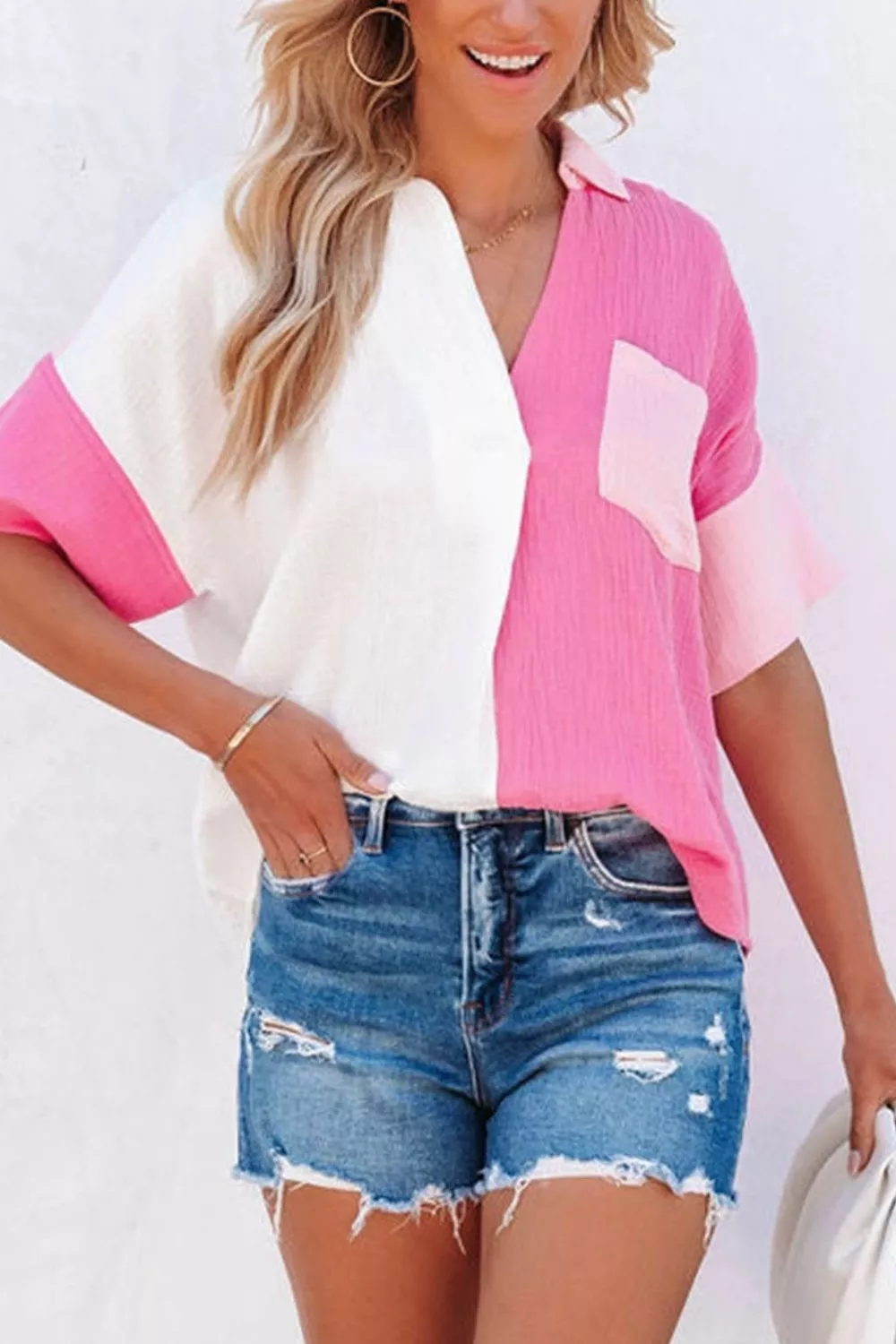 Color Block Casual Button Up Shirt - Image 3