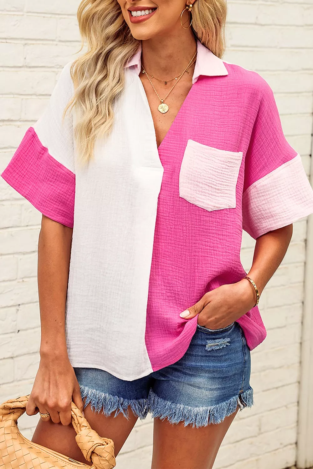 Color Block Casual Button Up Shirt - Image 6