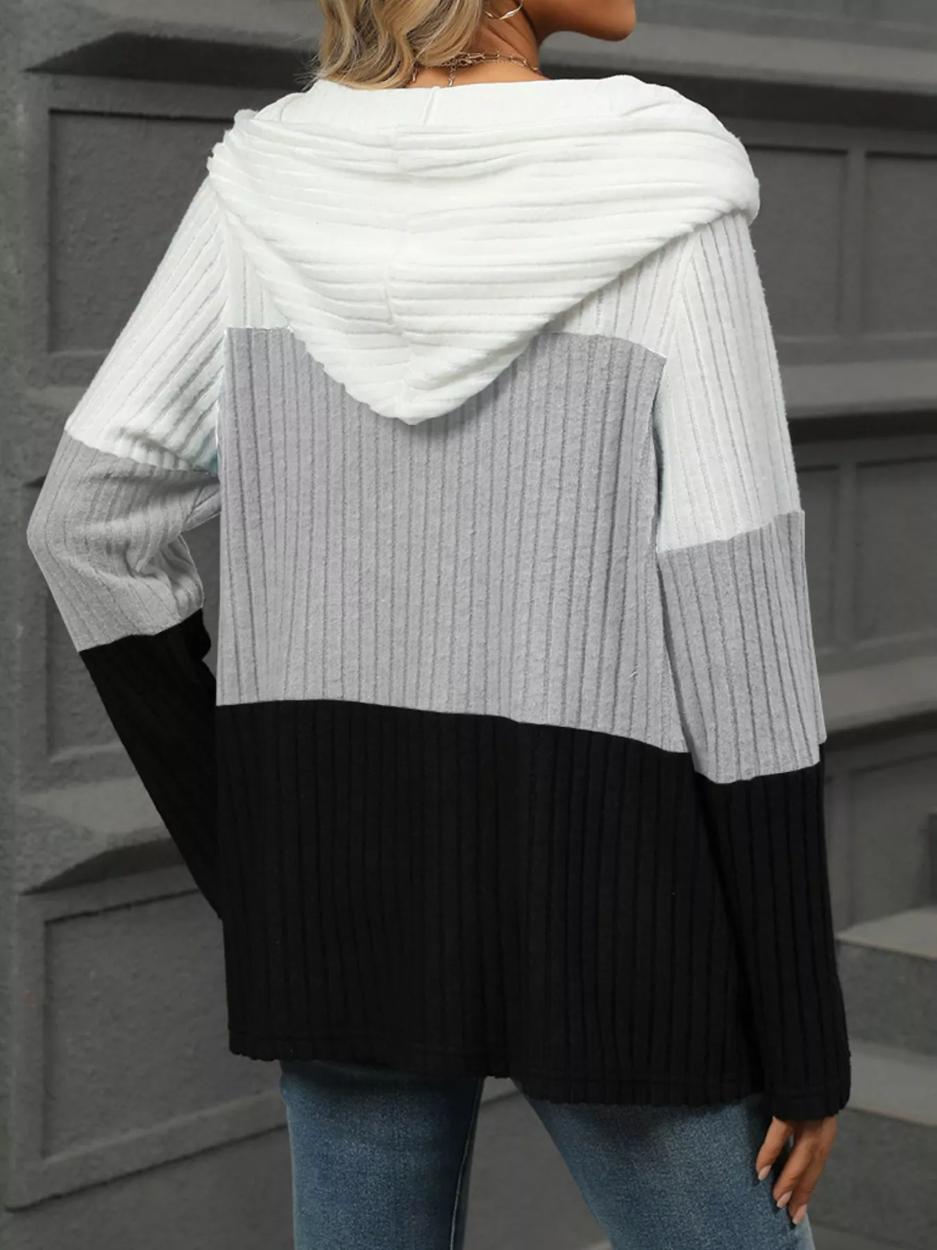 Color Block Half Zip Hooded Top - Image 14