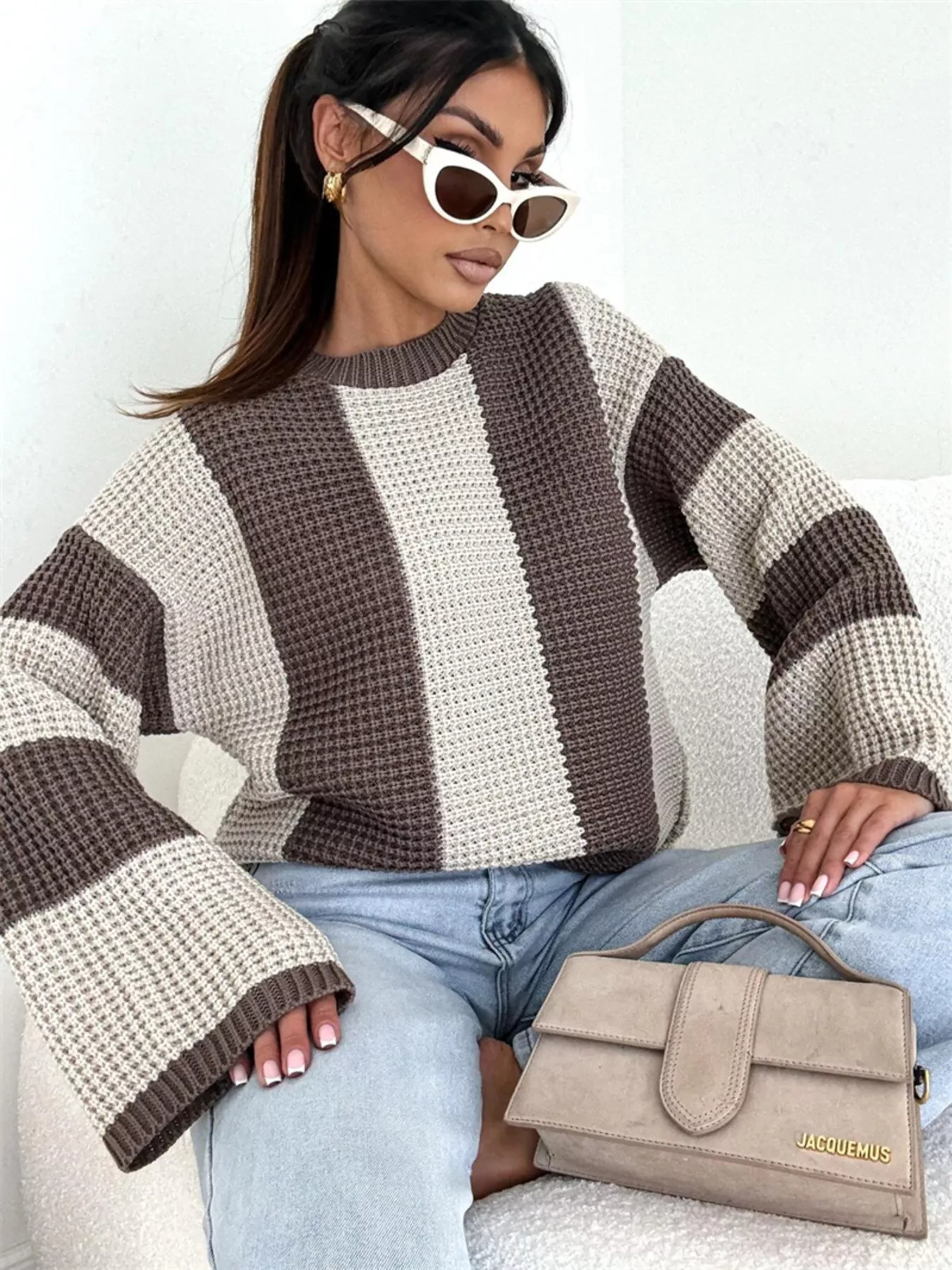 Color Block Long Sleeve Sweater - Image 20