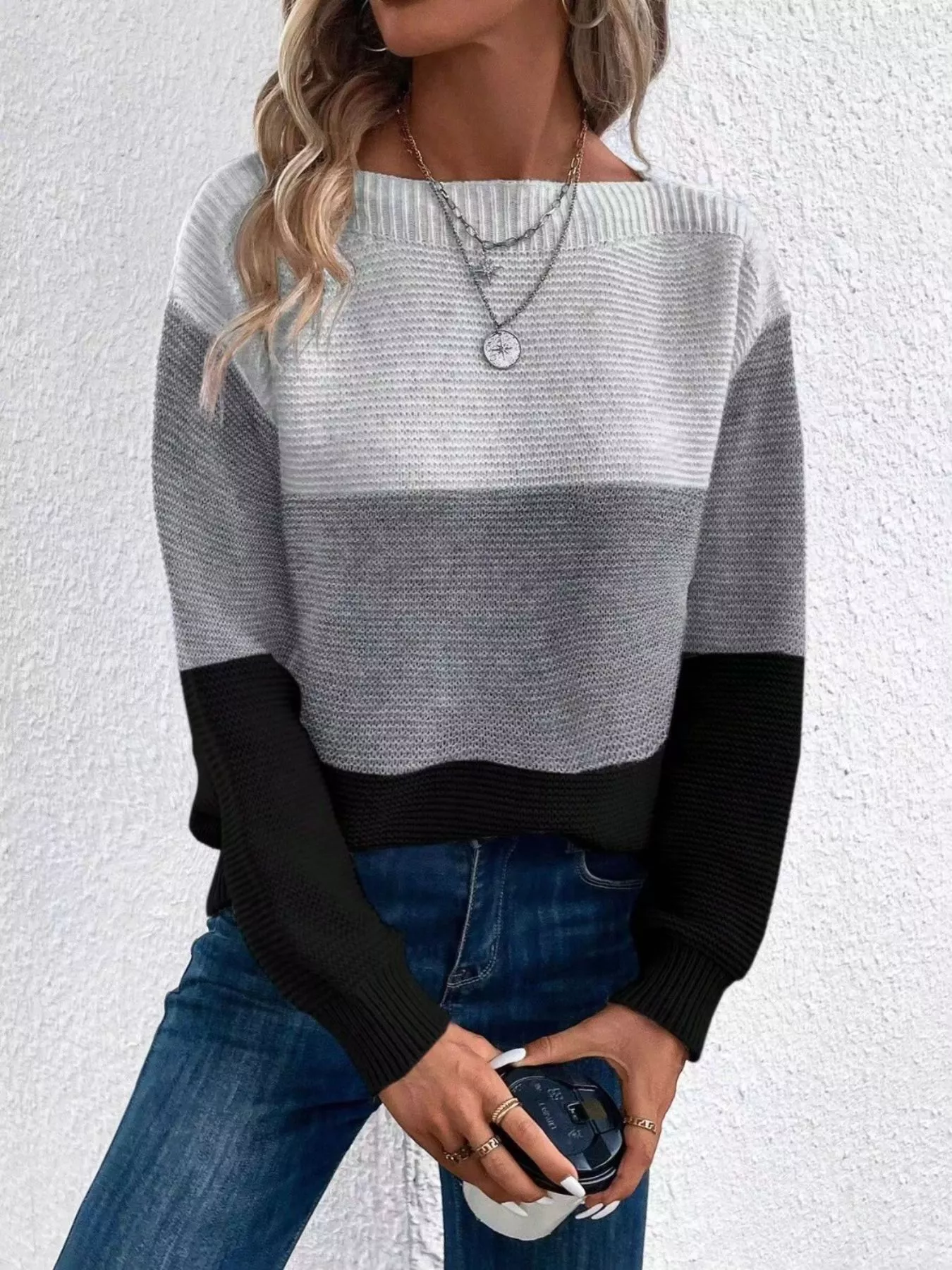 Color Block Long Sleeve Sweater - Image 13