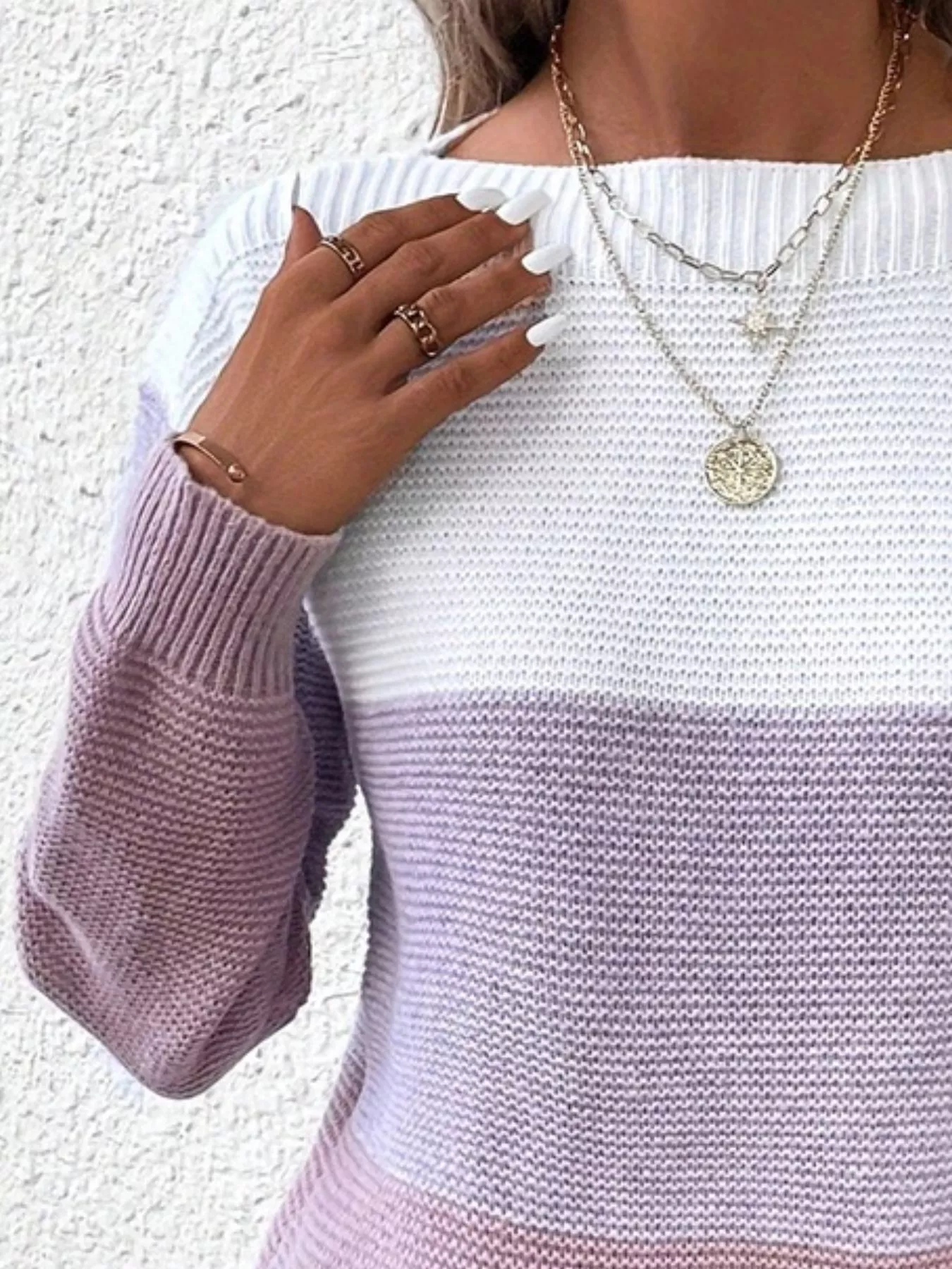 Color Block Long Sleeve Sweater - Image 17