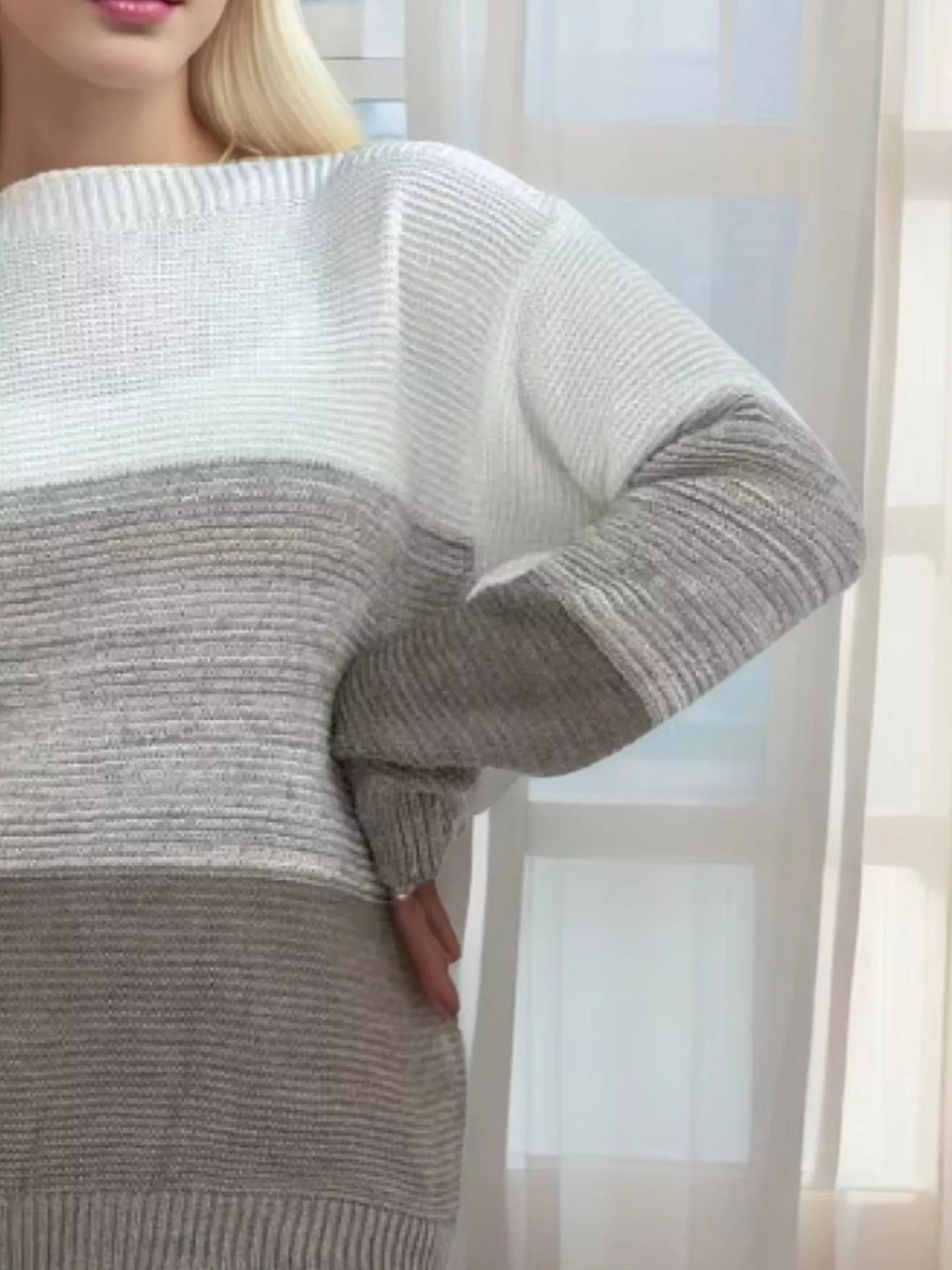 Color Block Long Sleeve Sweater - Image 23