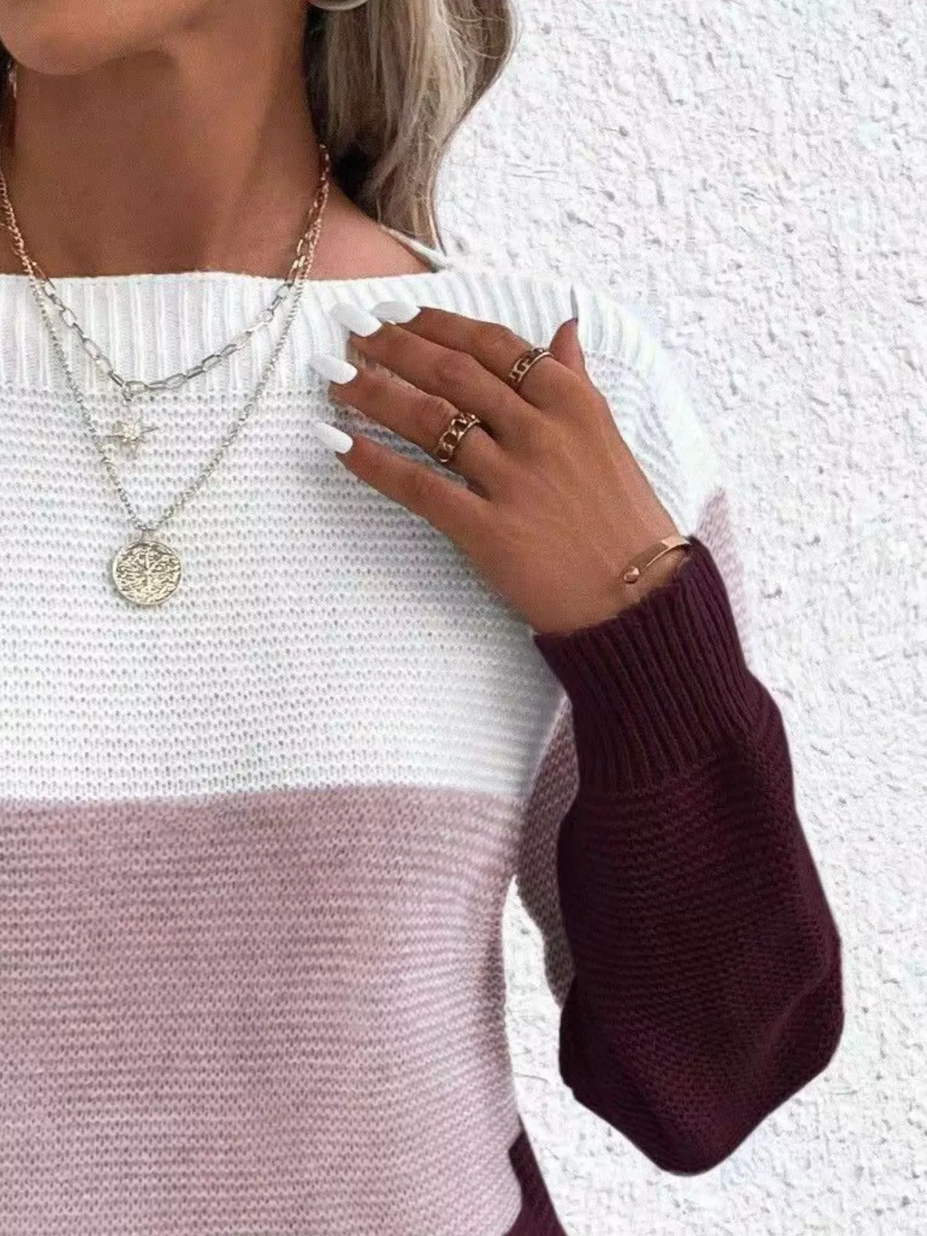 Color Block Long Sleeve Sweater - Image 26