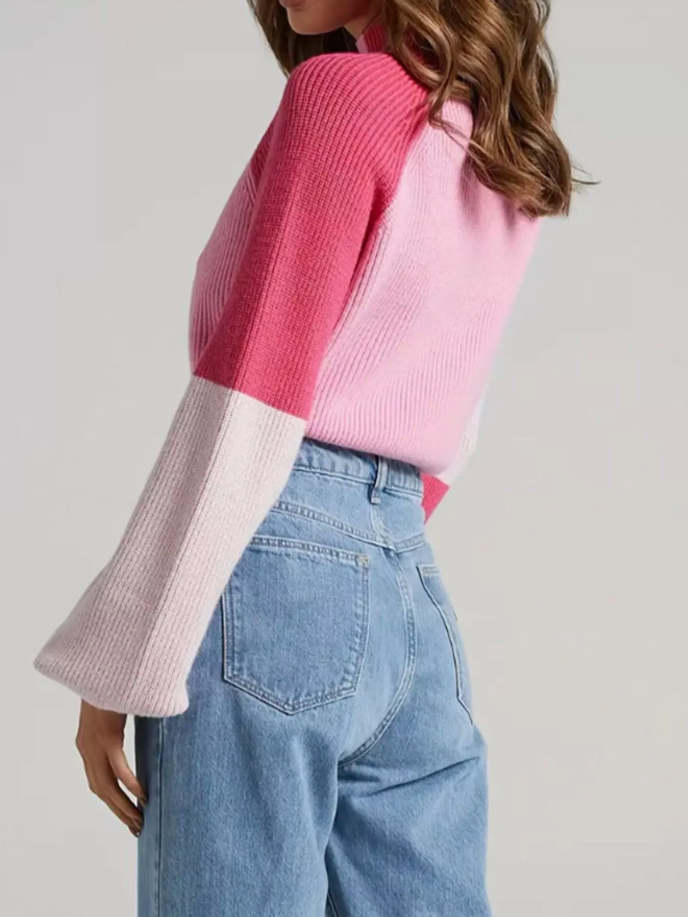Color Block Mock Neck Sweater - Image 4