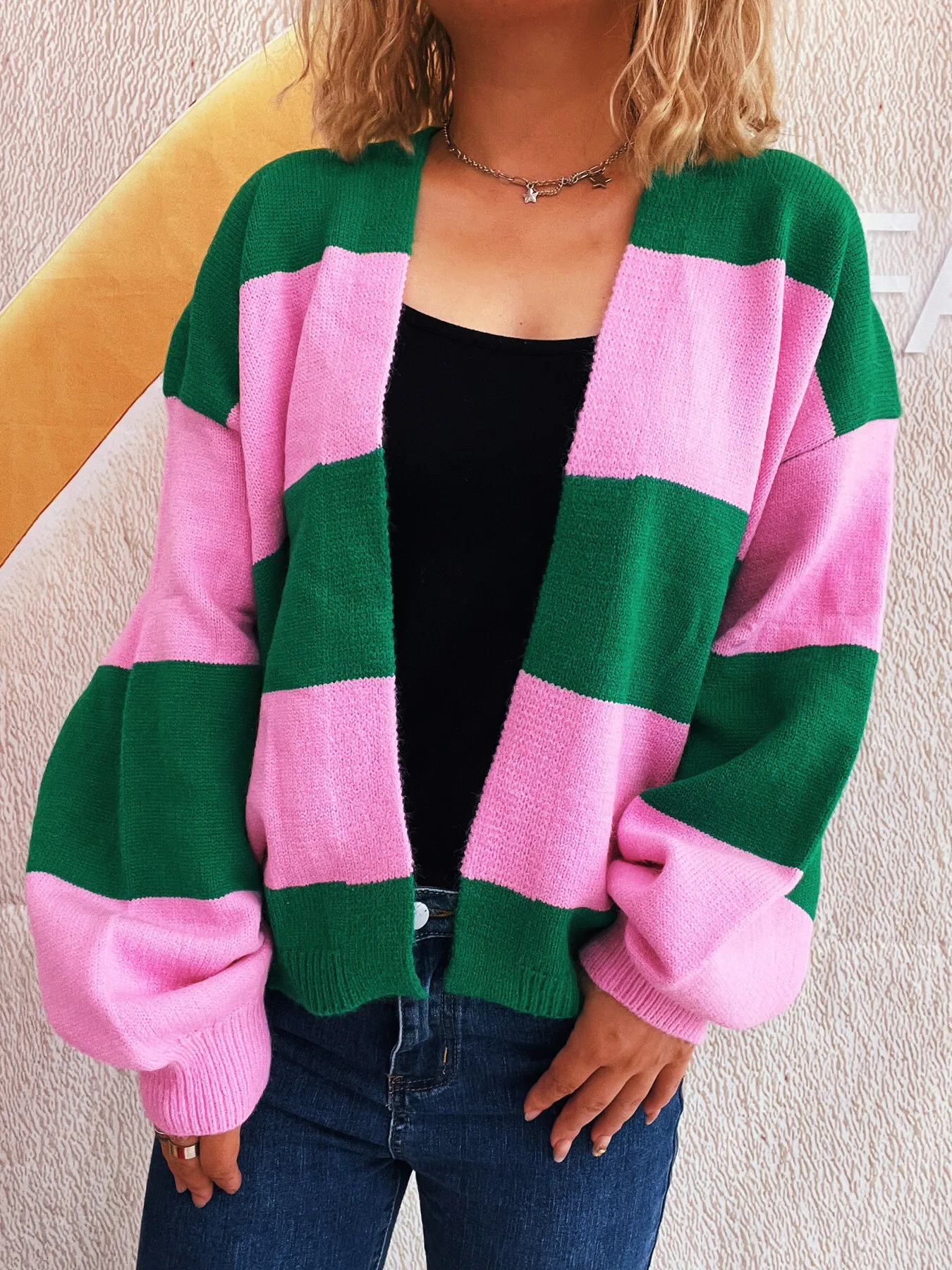Color Block Open Front Cardigan - Image 15