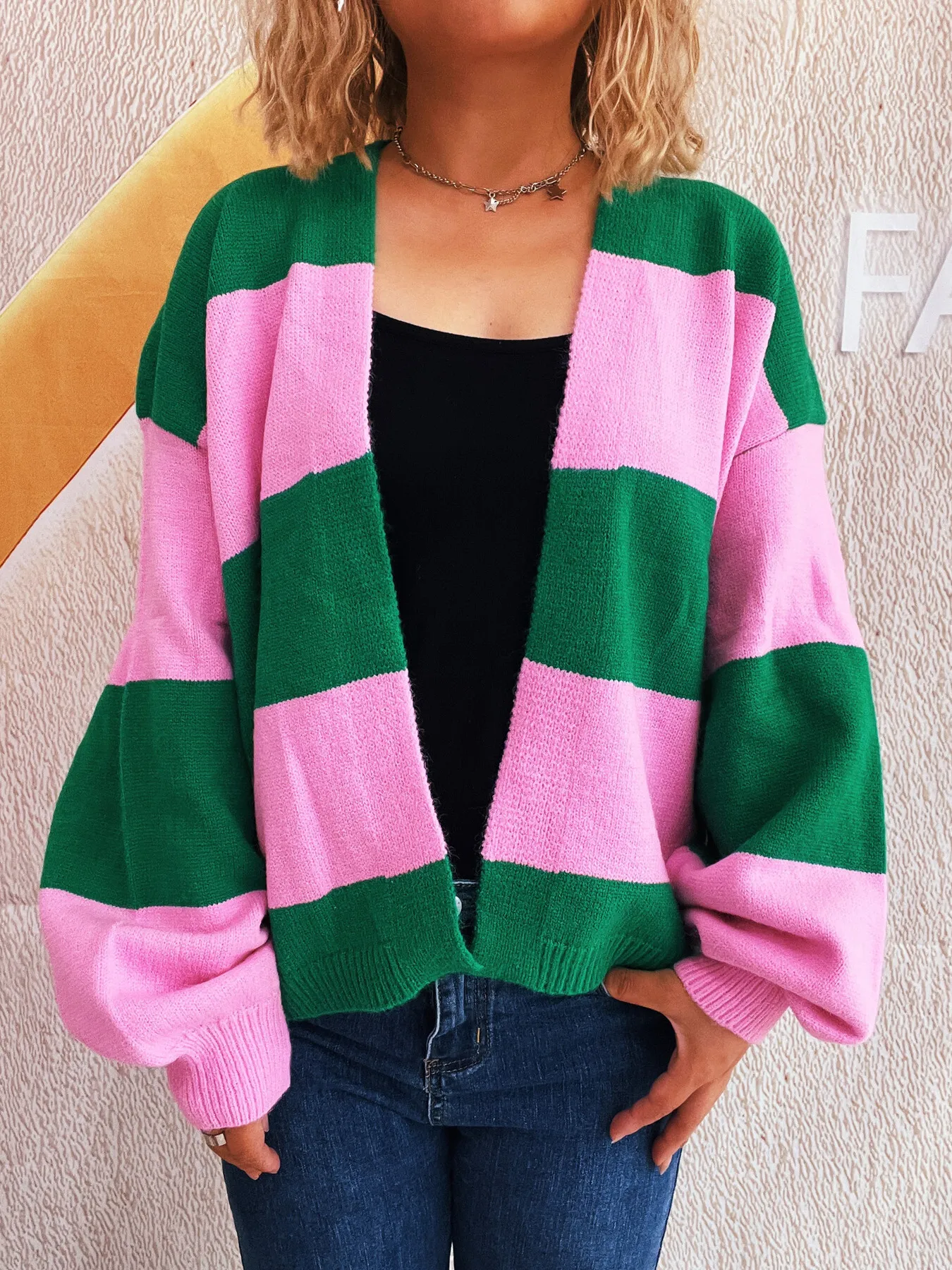 Color Block Open Front Cardigan - Image 16