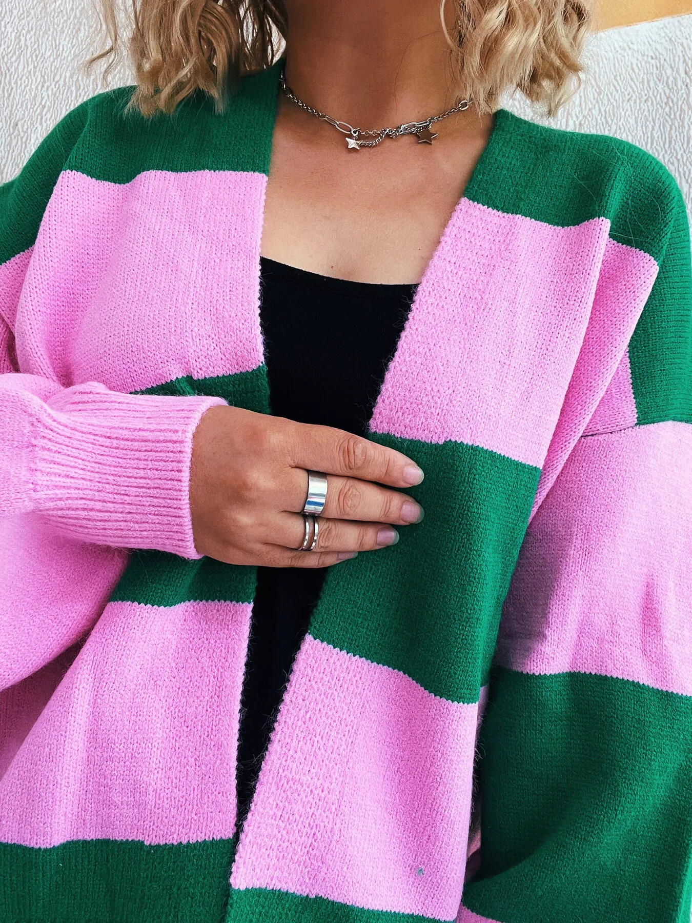 Color Block Open Front Cardigan - Image 17