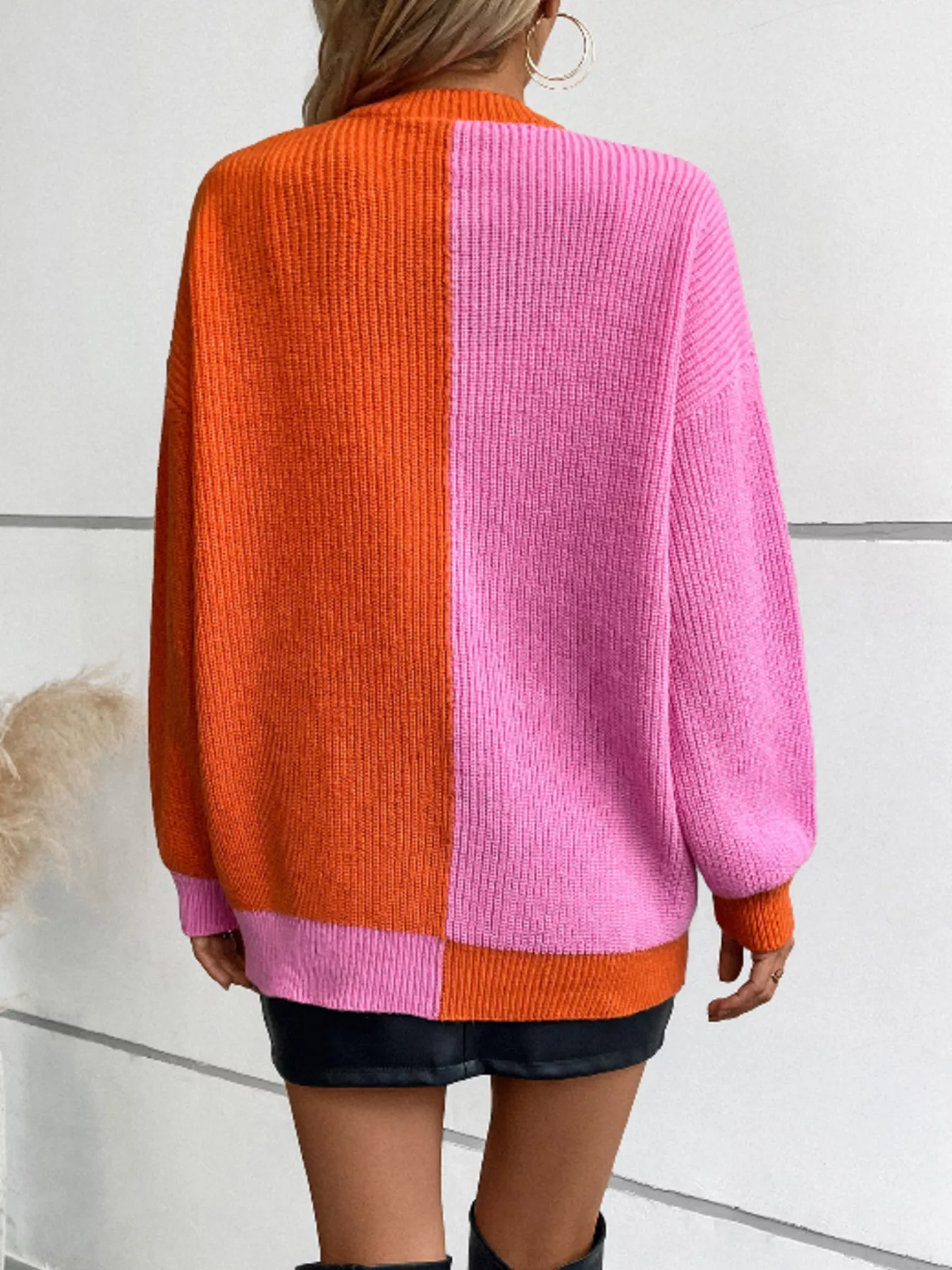 Color Block Open Front Knit Cardigan - Image 4