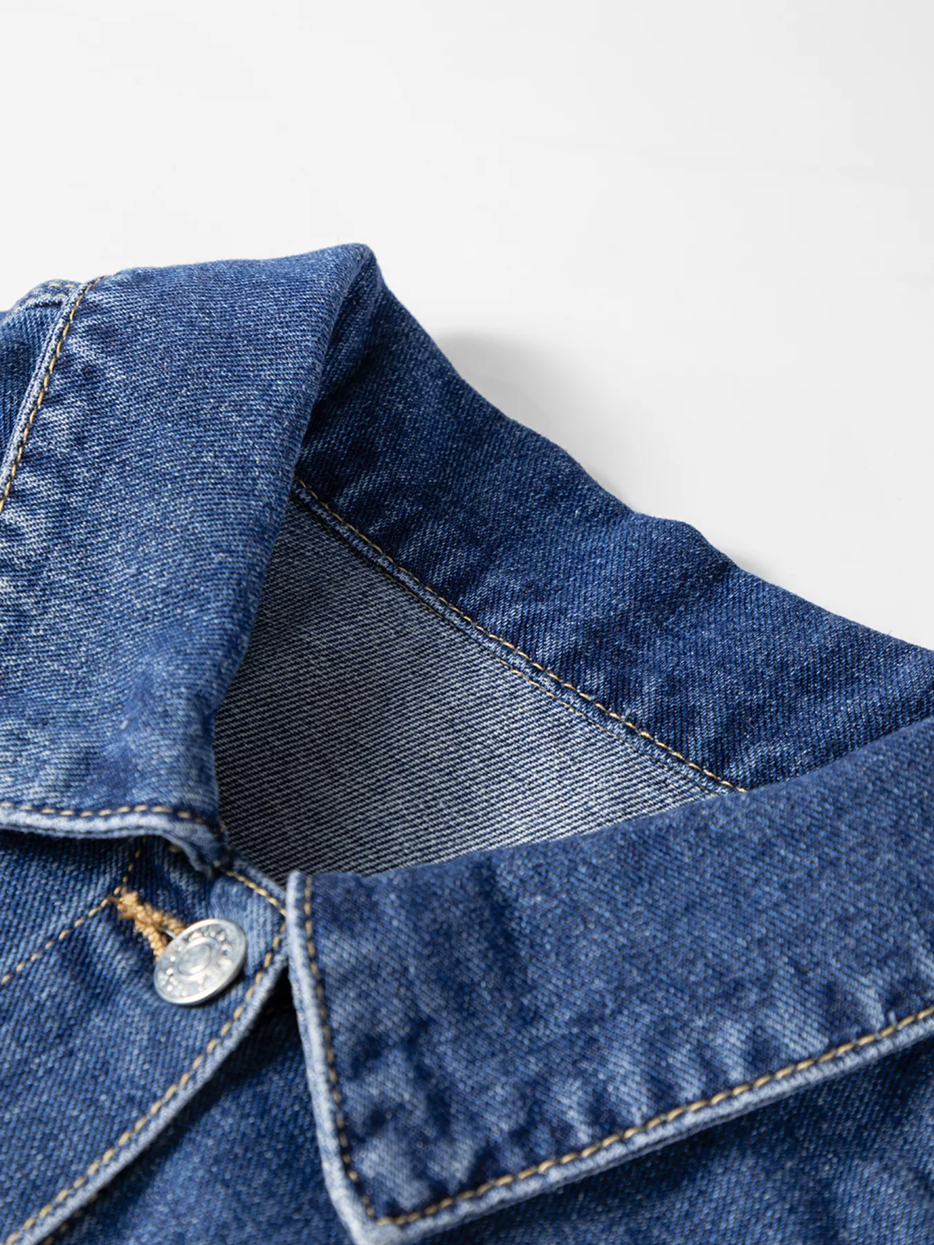 Color Block Patchwork Raw Hem Denim Jacket - Image 12