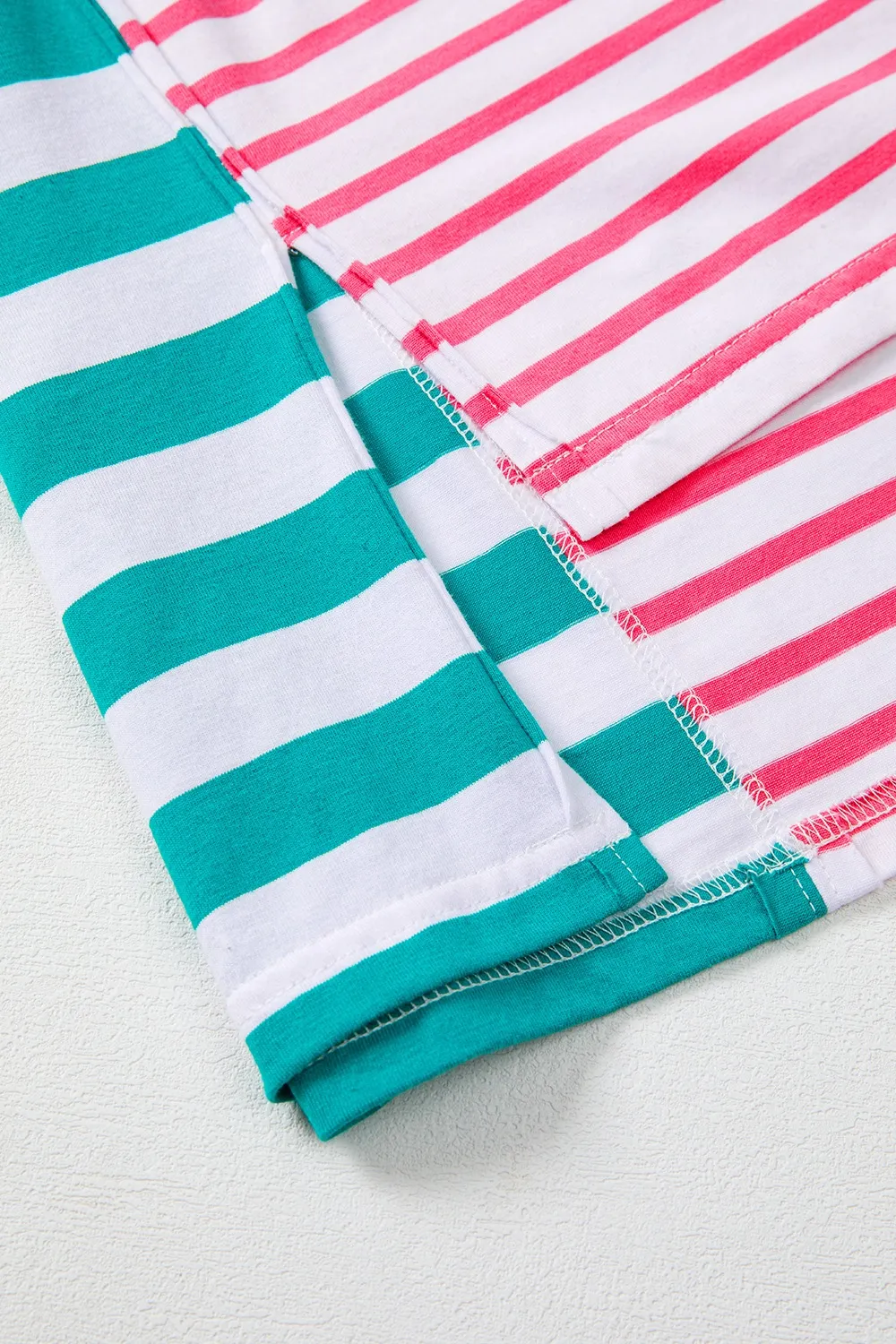 Color Block Striped Batwing Sleeve T-Shirt - Image 8