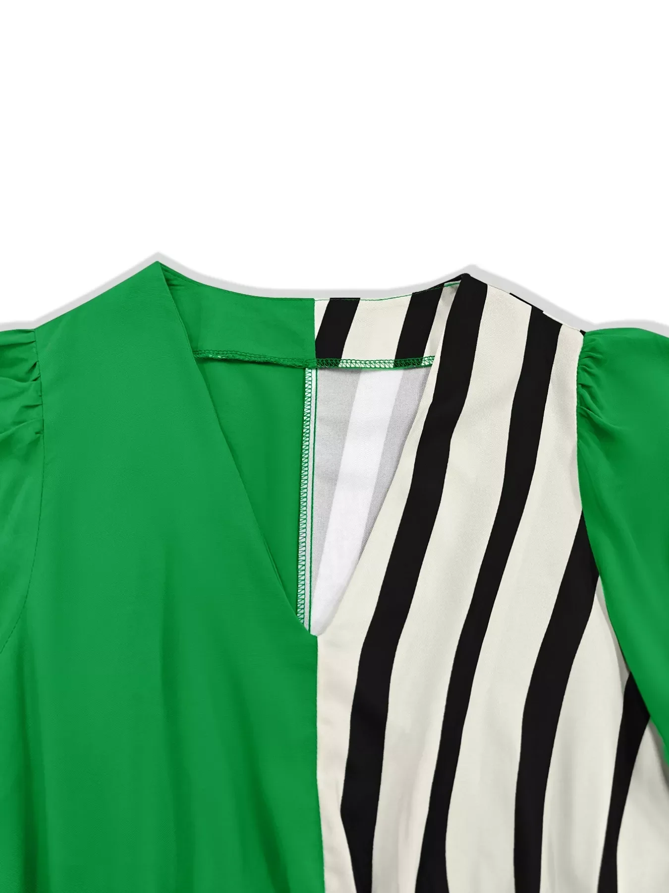 Color Block Striped Long Sleeve Midi Dress - Image 9