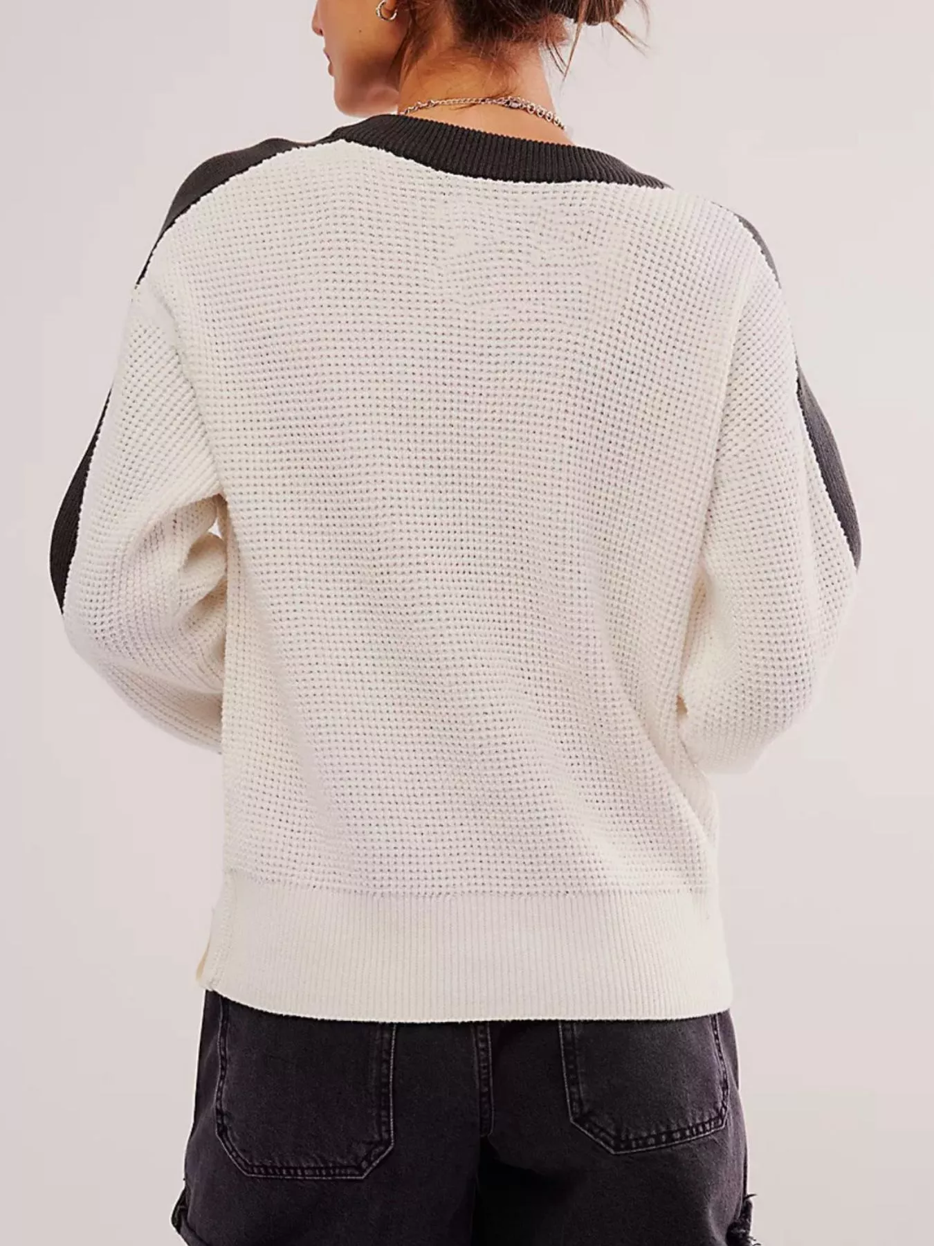 Color Block Waffle Knit Sweater - Image 3