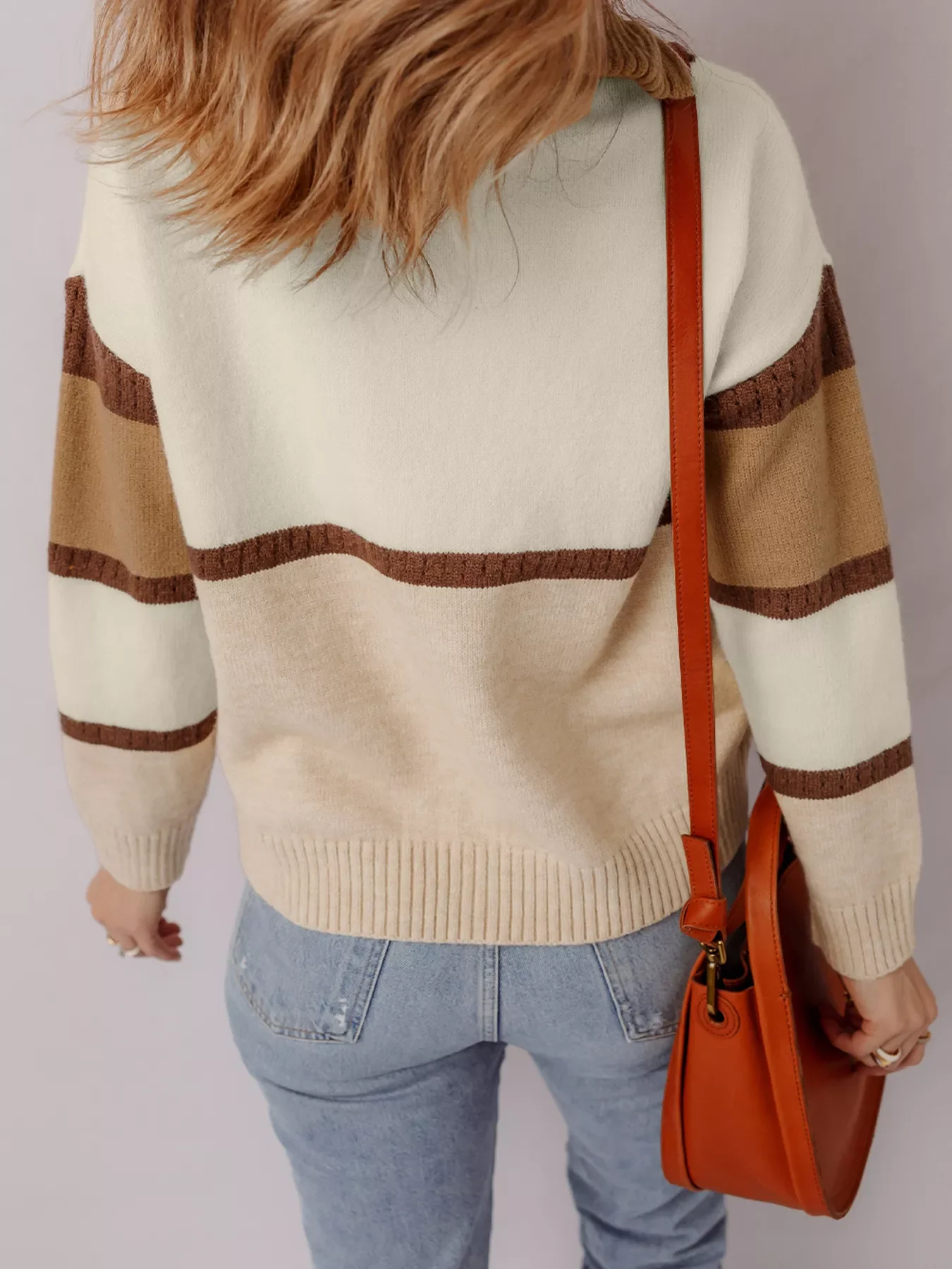 Color Block Zipped Collared Sweater - Image 2