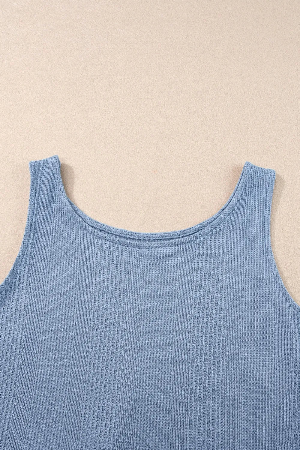 Color Ribbed Ruffle Tank Top and Pants Set - Image 7